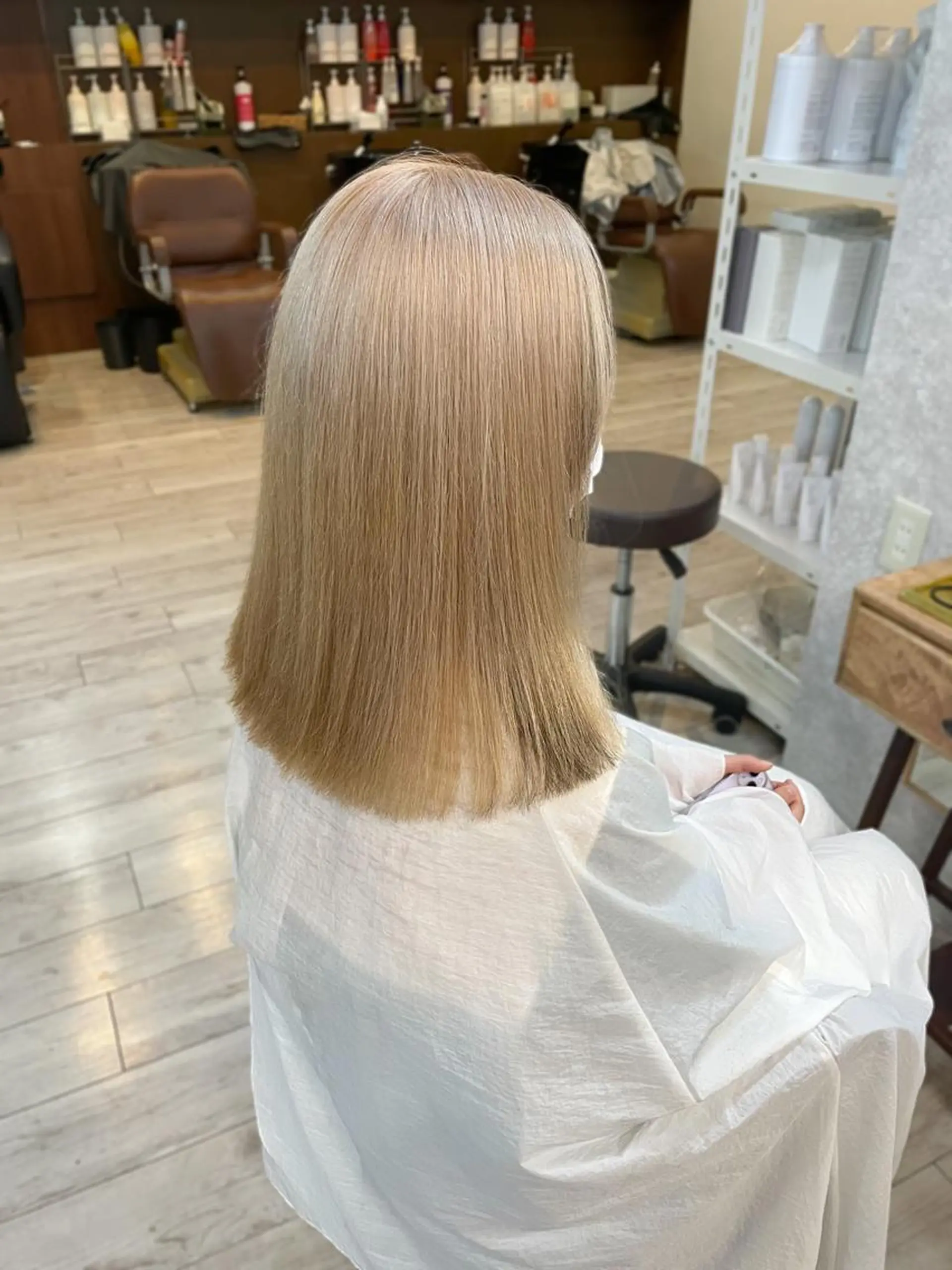 セミロング カラー ベージュカラー ブリーチ ホワイトベージュ 🫧ヒシダアキ taboo.i🫧のヘアスタイル