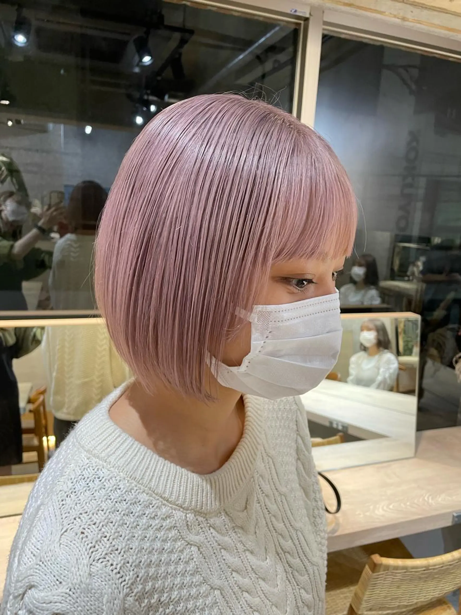 ミディアム カラー ベージュカラー ピンクカラー ピンクベージュ メンズブリーチカラー ❤︎hirokoのヘアスタイル