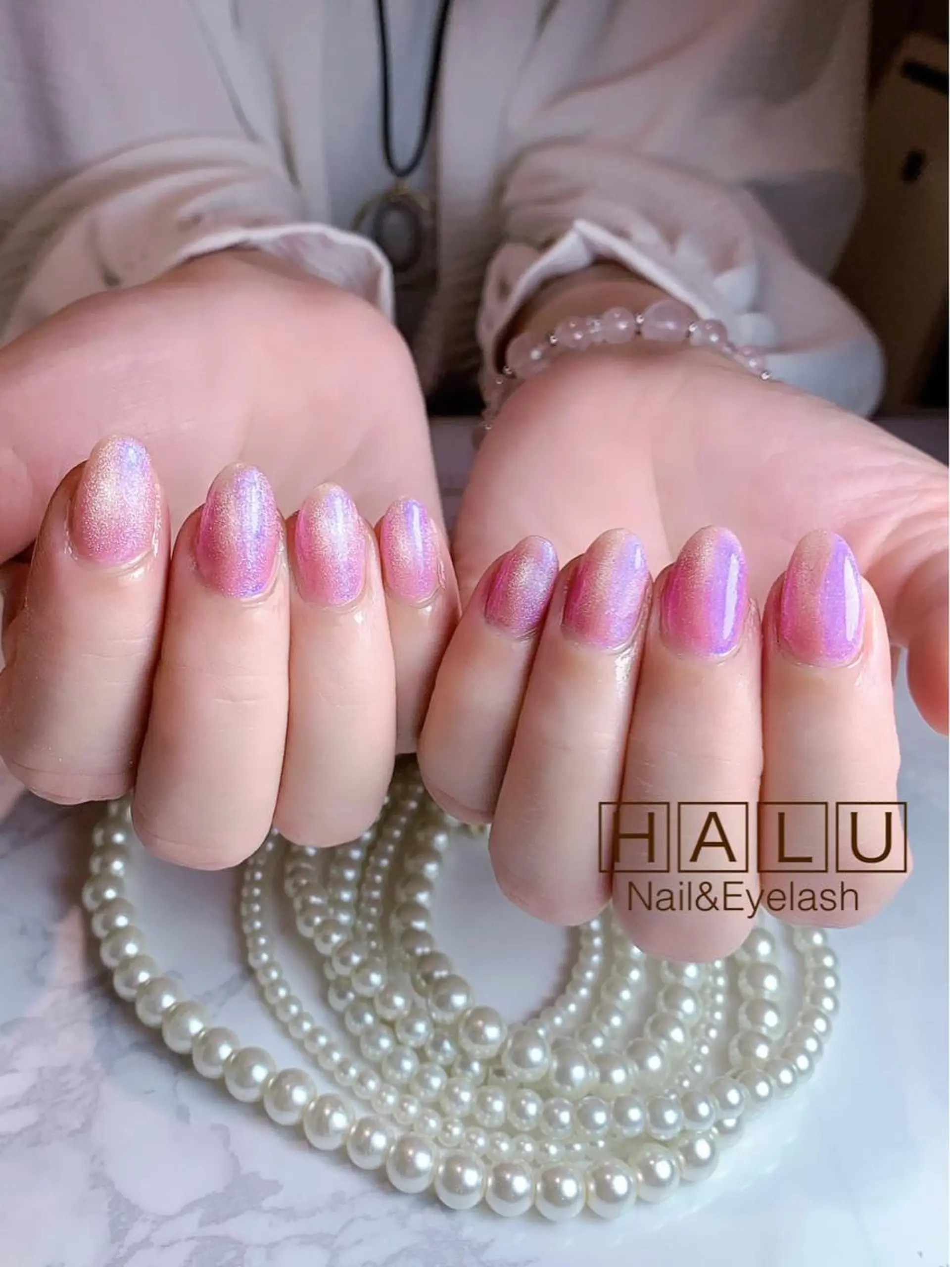 ネイル マグネットネイル ピンク HALU ハルのネイルデザイン