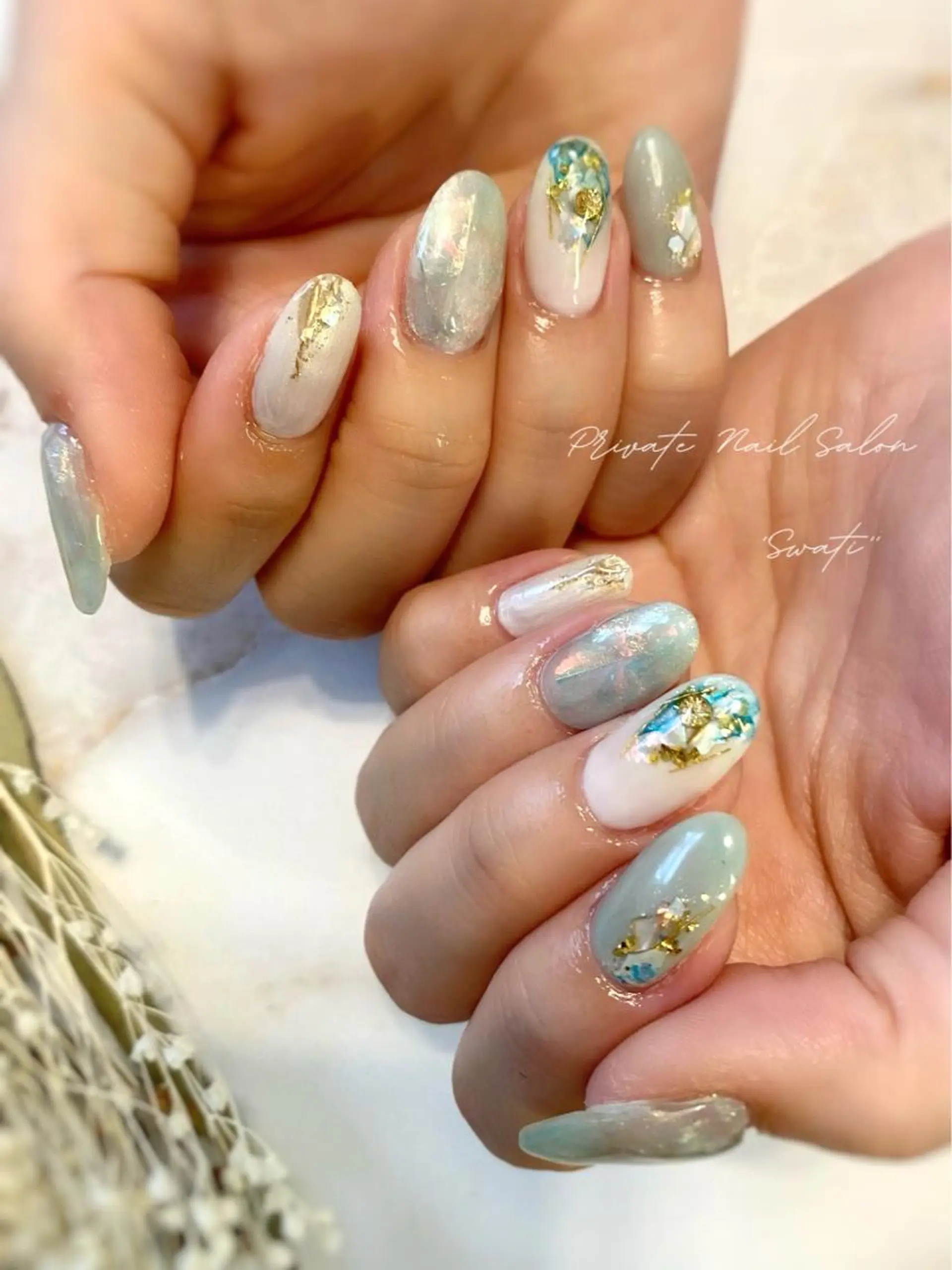 ネイル アートネイル 氷ネイル・うるうるネイル オフィスネイル ハンドネイル yuko （ネイリスト）のネイルデザイン