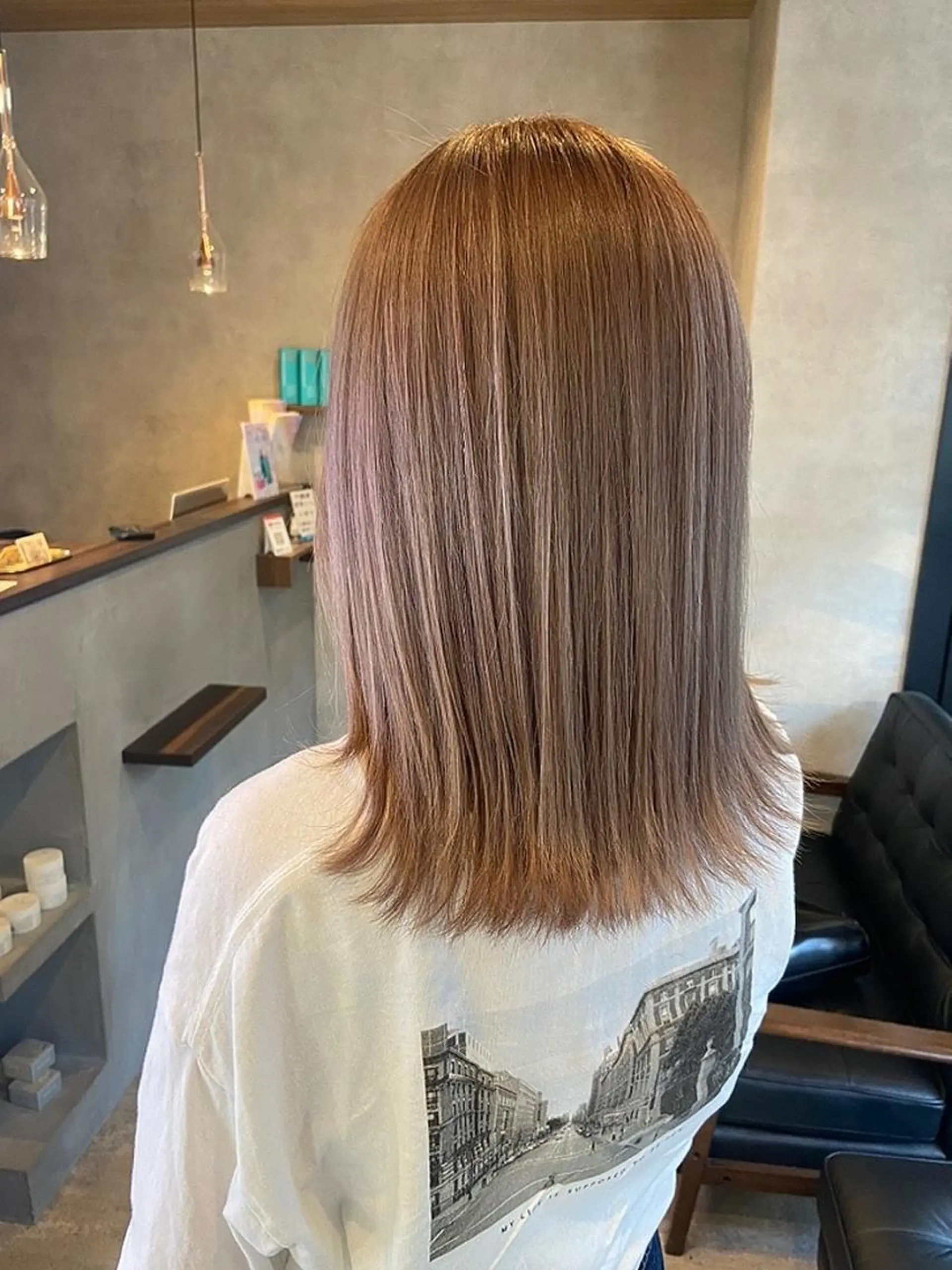 セミロング カラー アッシュ バレイヤージュ ベージュカラー ブリーチ グラデーションカラー カット ヘアカラー トリートメント RIENS♡xrea 山本優舞のヘアスタイル