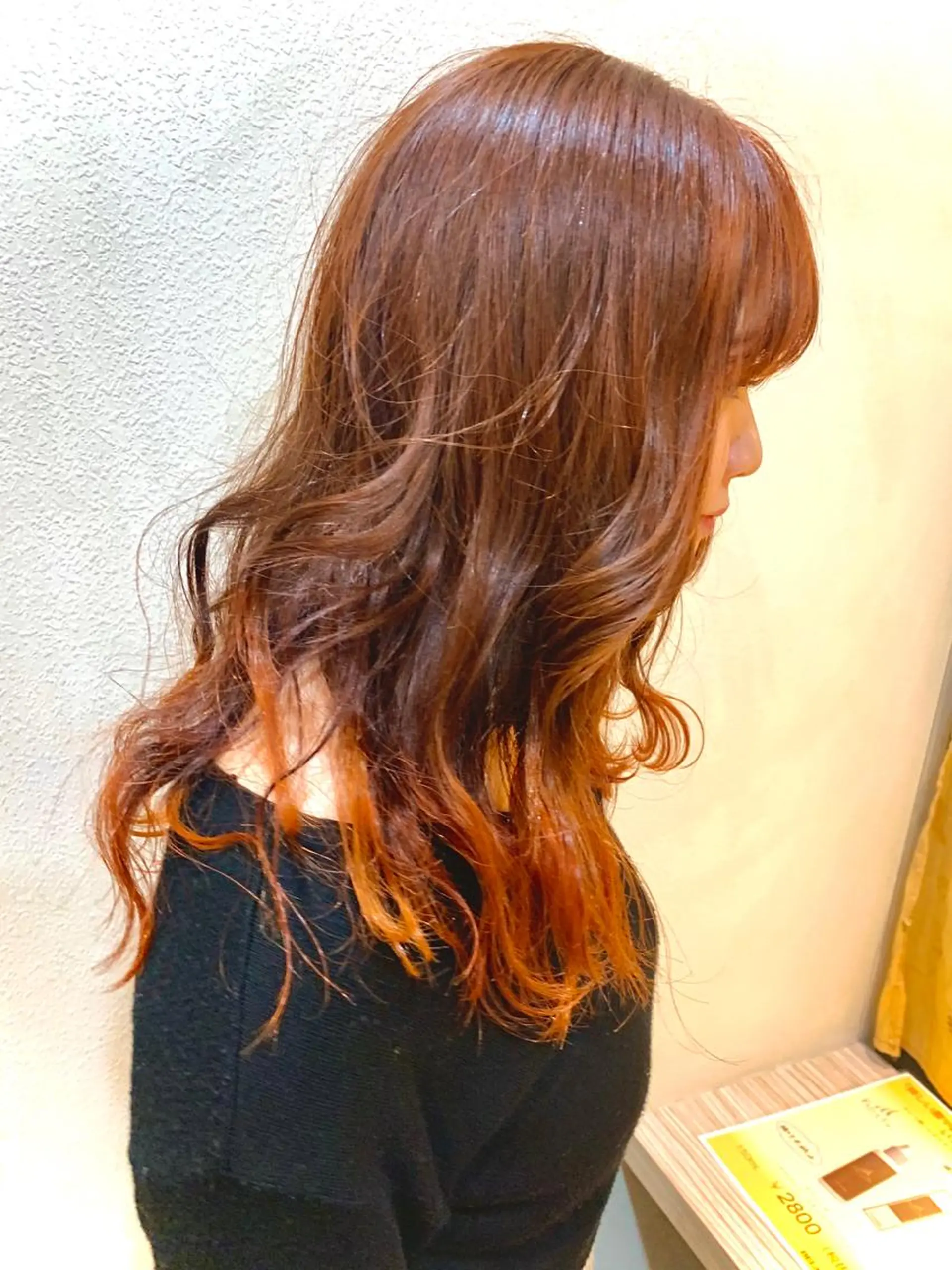 ロング カラー ブリーチ グラデーションカラー オレンジ ヘアカラー nishimura makotoのヘアスタイル