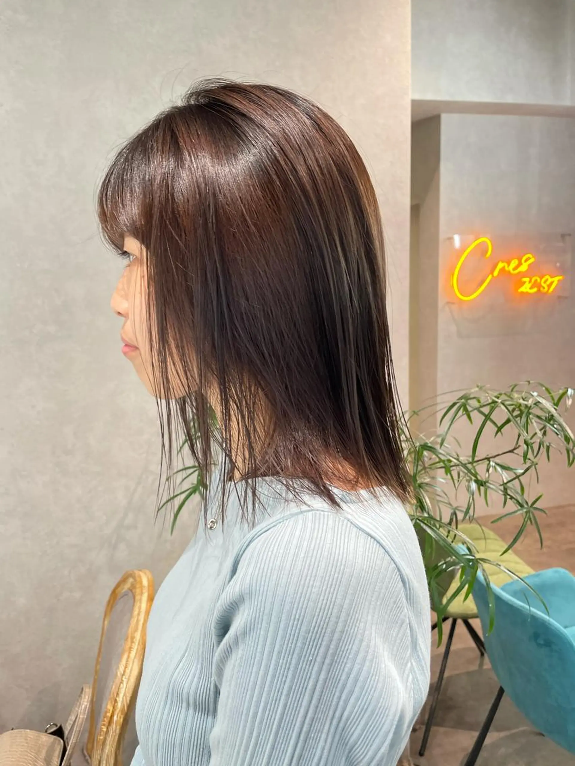 ミディアム カラー 髪質改善 ヘアカラー トリートメント ナチュラル透明感🌱 小山美樹子のヘアスタイル