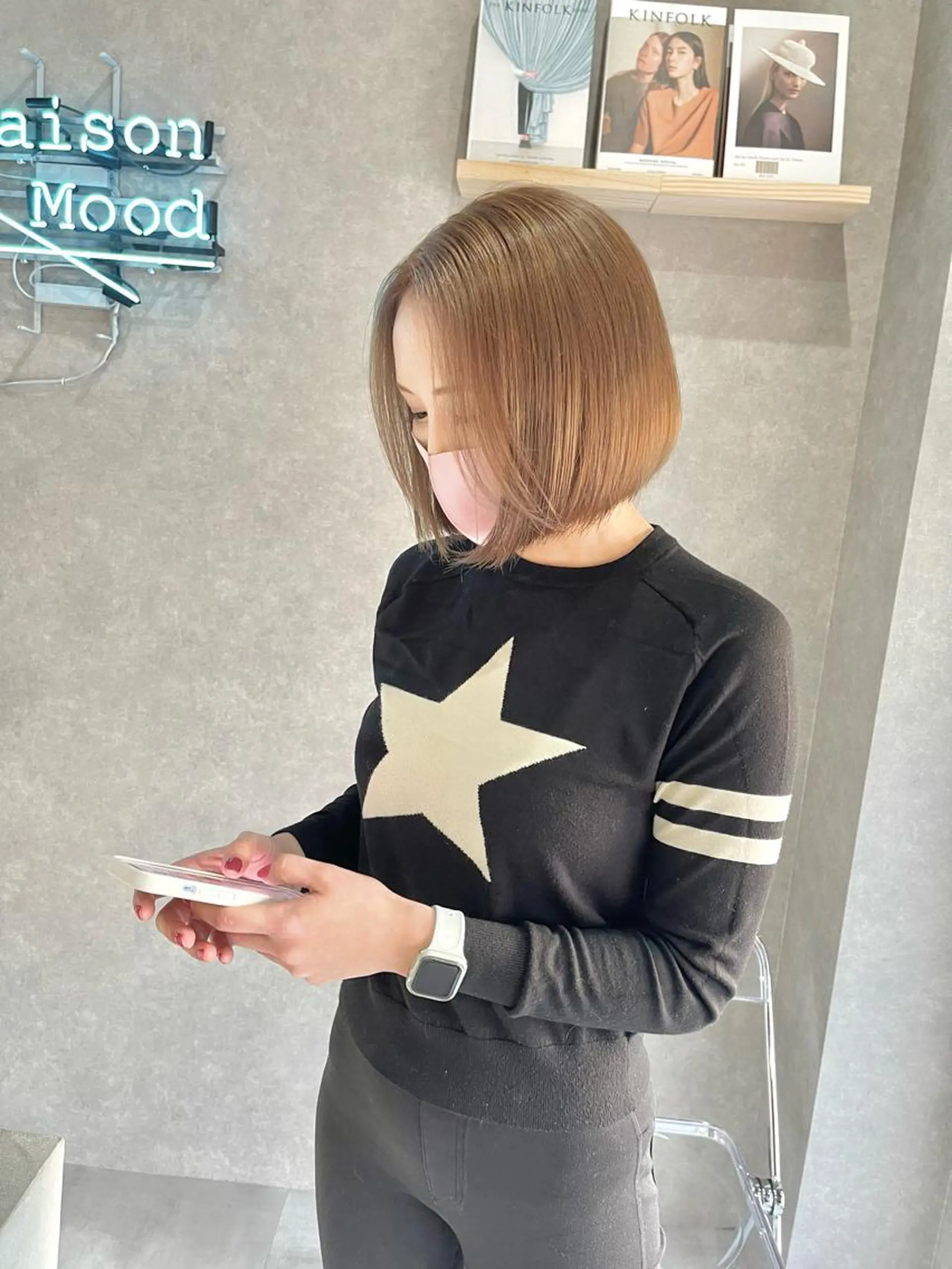 ミディアム カラー カット ヘアカラー トリートメント 一ノ瀬 暁のヘアスタイル