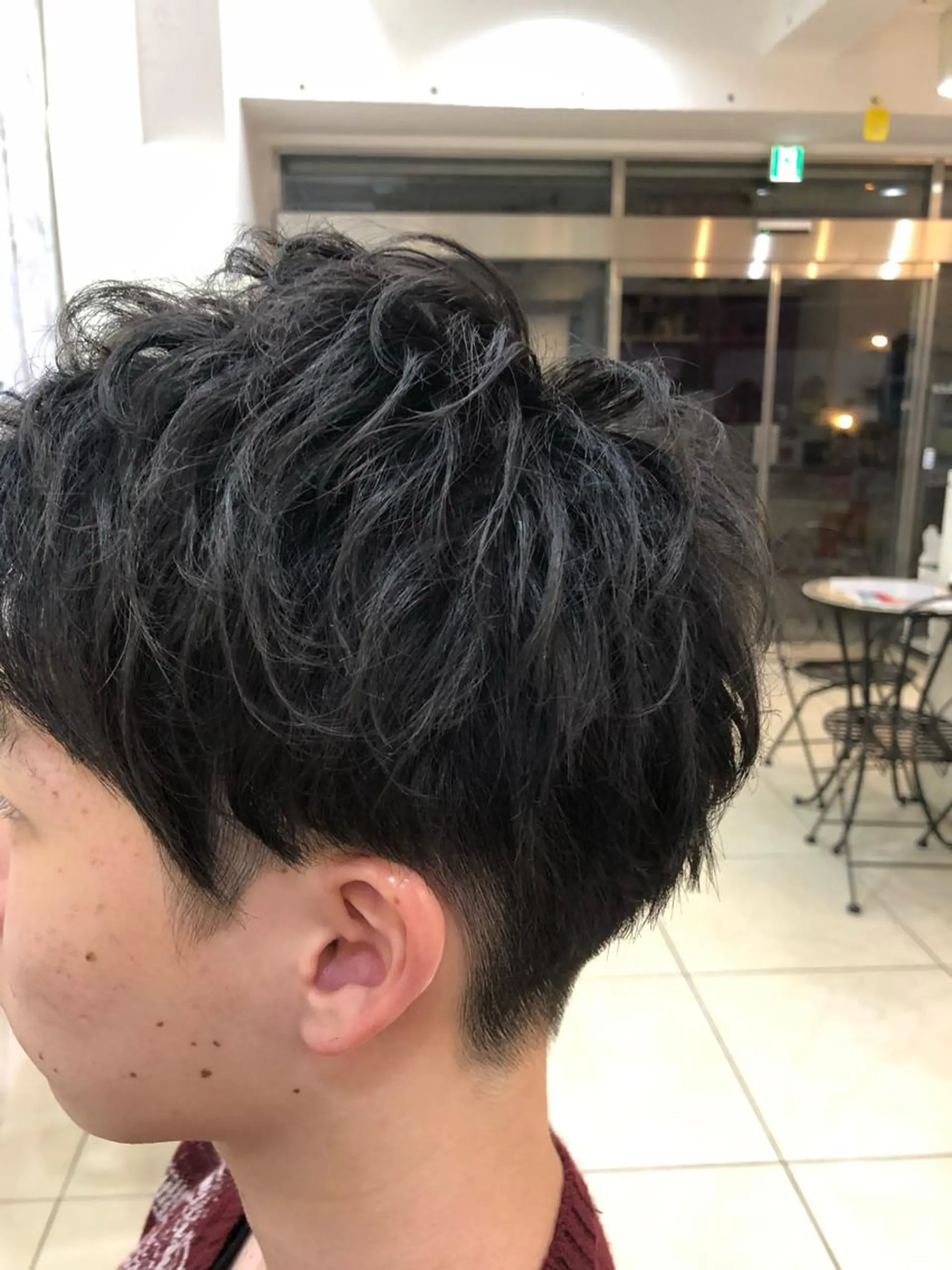 ショート パーマ メンズ 髪質改善× 白髪ぼかし溝江のヘアスタイル