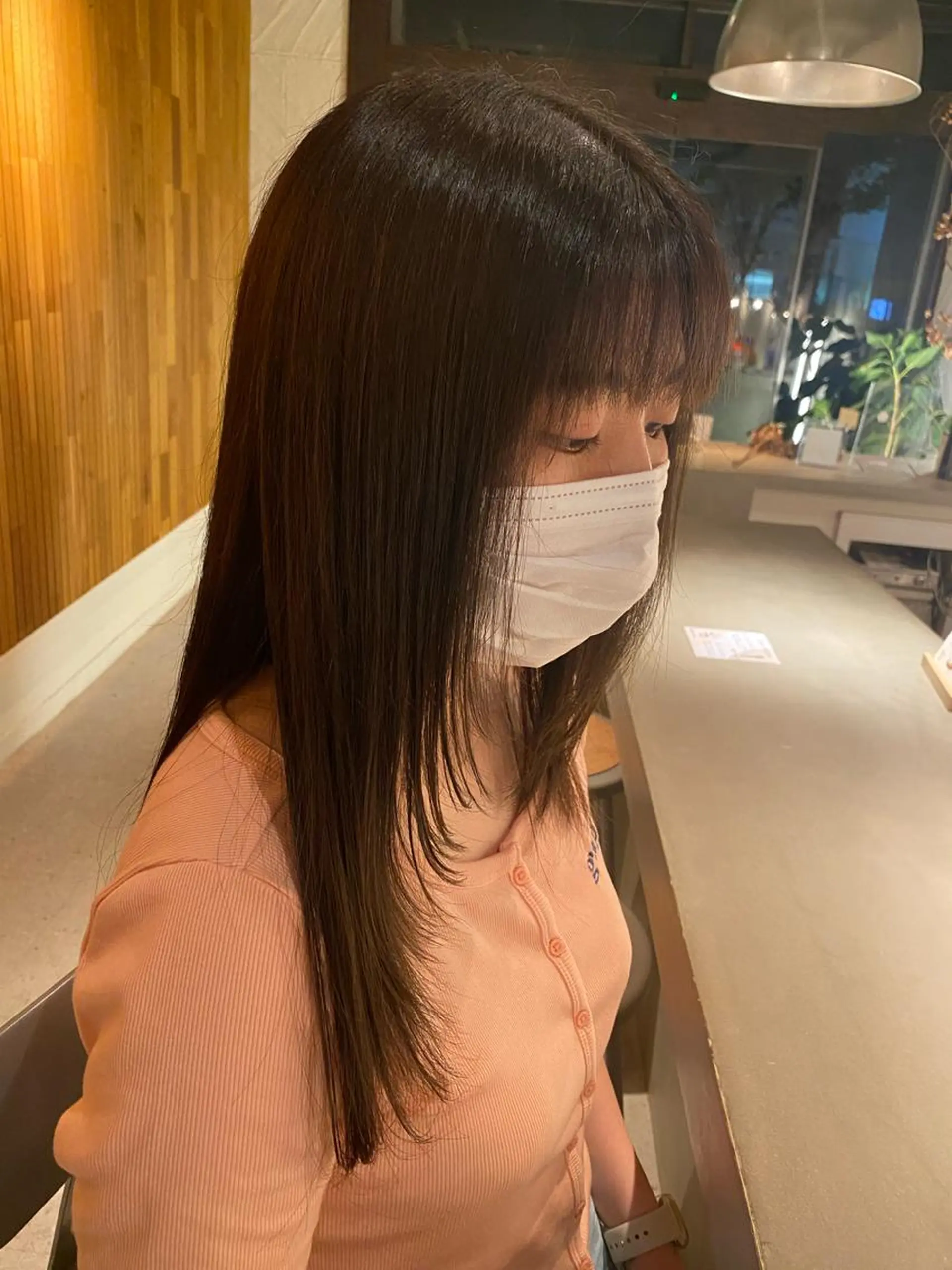 ロング カラー 顔まわりレイヤー 顔周りカット レイヤーカット ベージュ/オリーブ/ miyabiのヘアスタイル