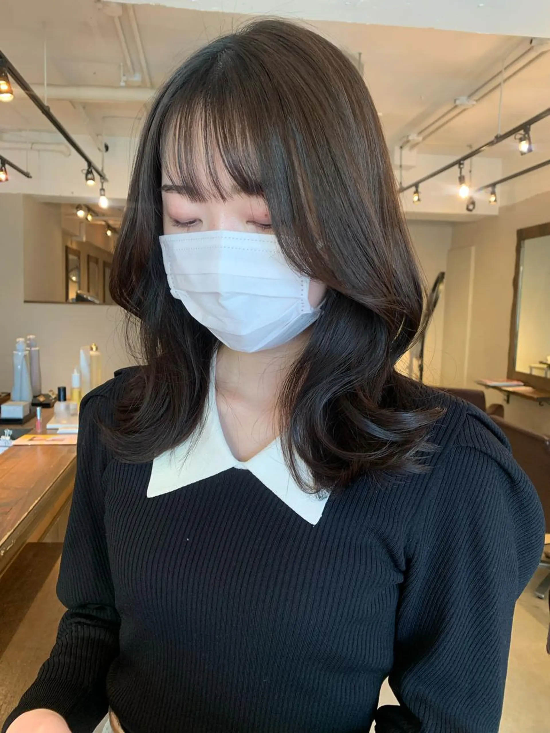 ミディアム カラー 透明感/オリーブ/ グレージュ/YUKAのヘアスタイル