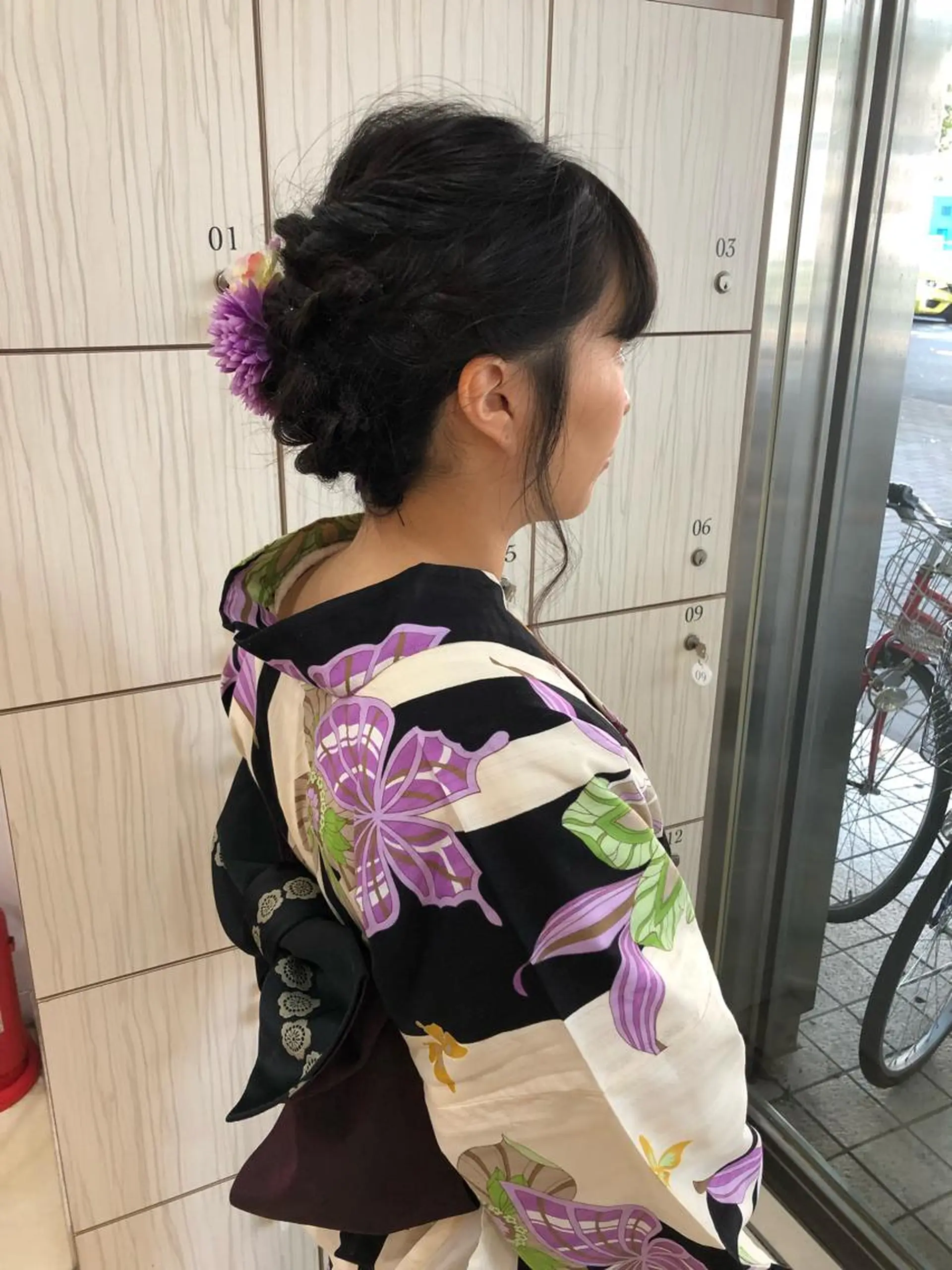 セミロング ヘアアレンジ 髪質改善× 白髪ぼかし溝江のヘアスタイル
