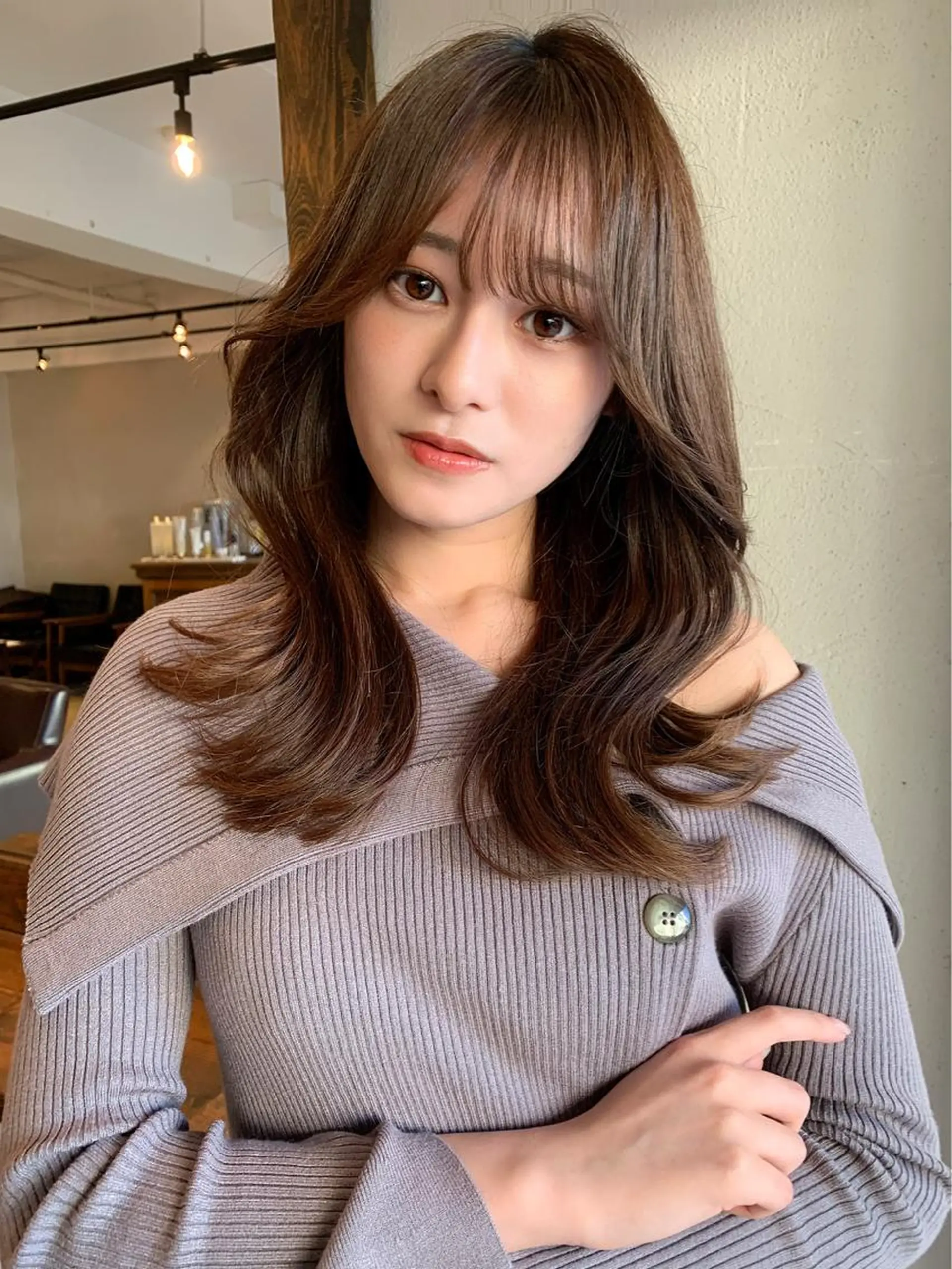 ロング カラー カット ヘアカラー トリートメント ヘッドスパ 透明感/オリーブ/ グレージュ/YUKAのヘアスタイル