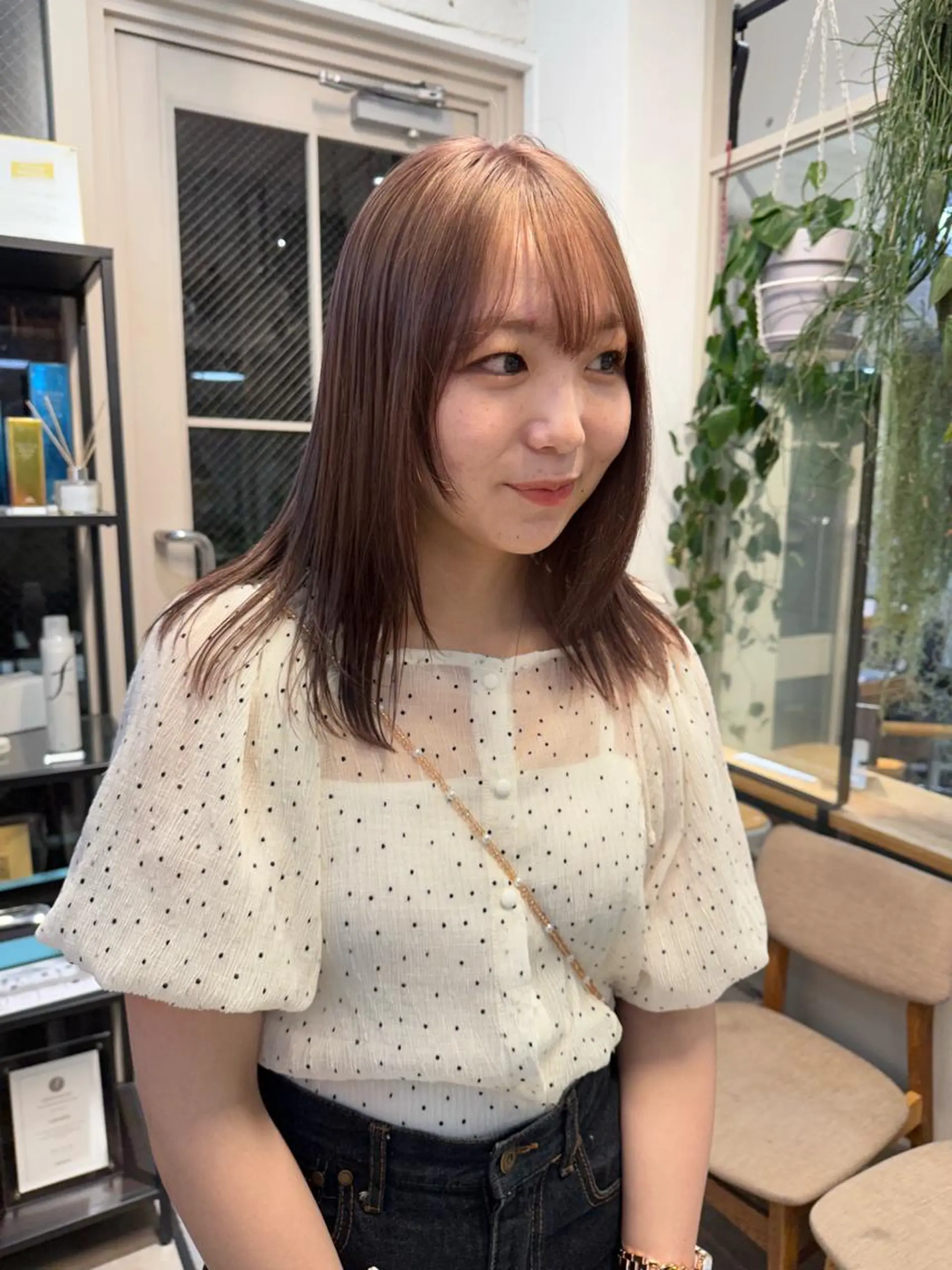 セミロング カラー ヘアカラー トリートメント REINA☁️透明感 カラー/ぷつっと♡のヘアスタイル