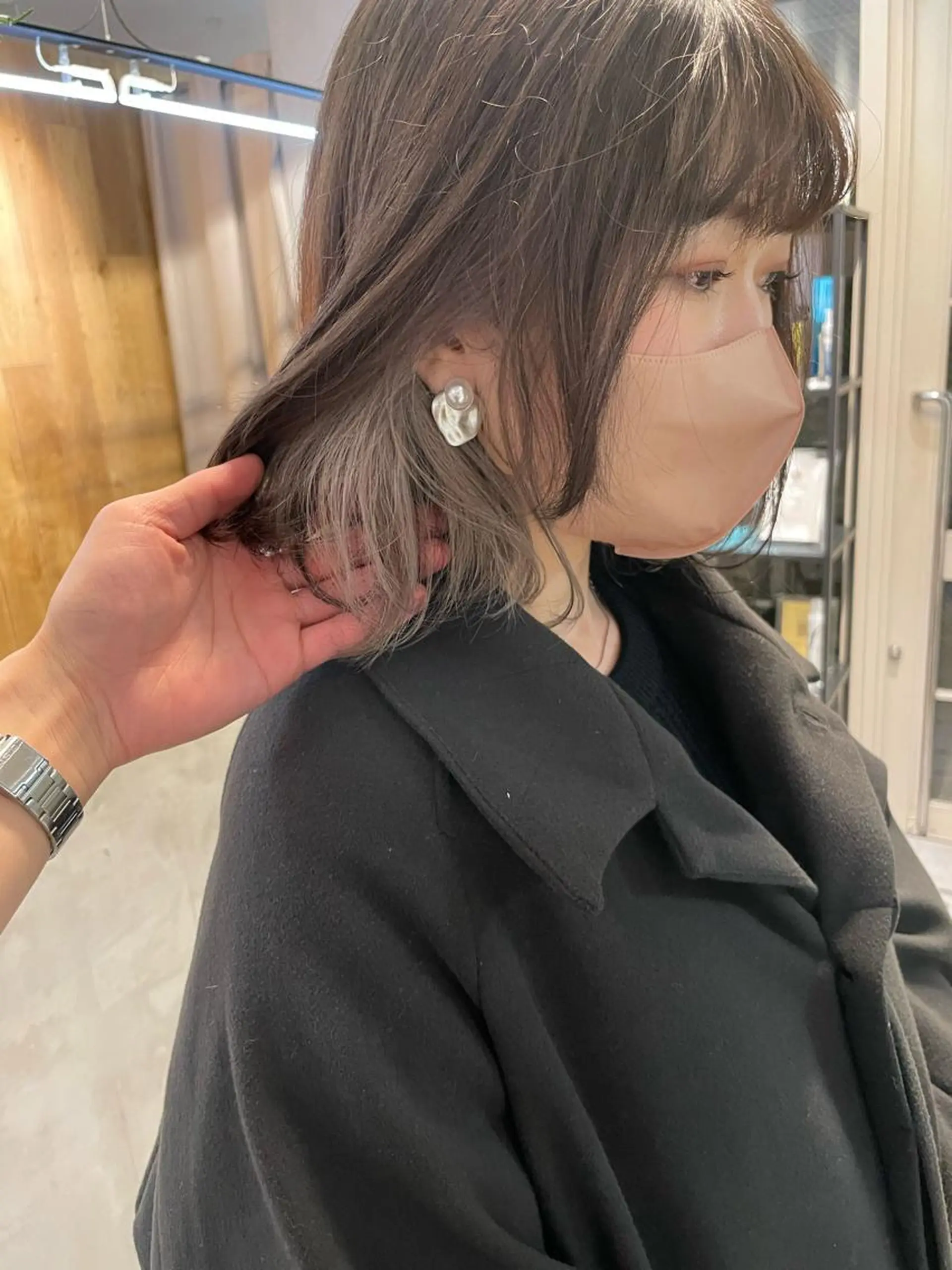 ミディアム カラー 小顔レイヤー×コンパ クトボブ/林隆平のヘアスタイル