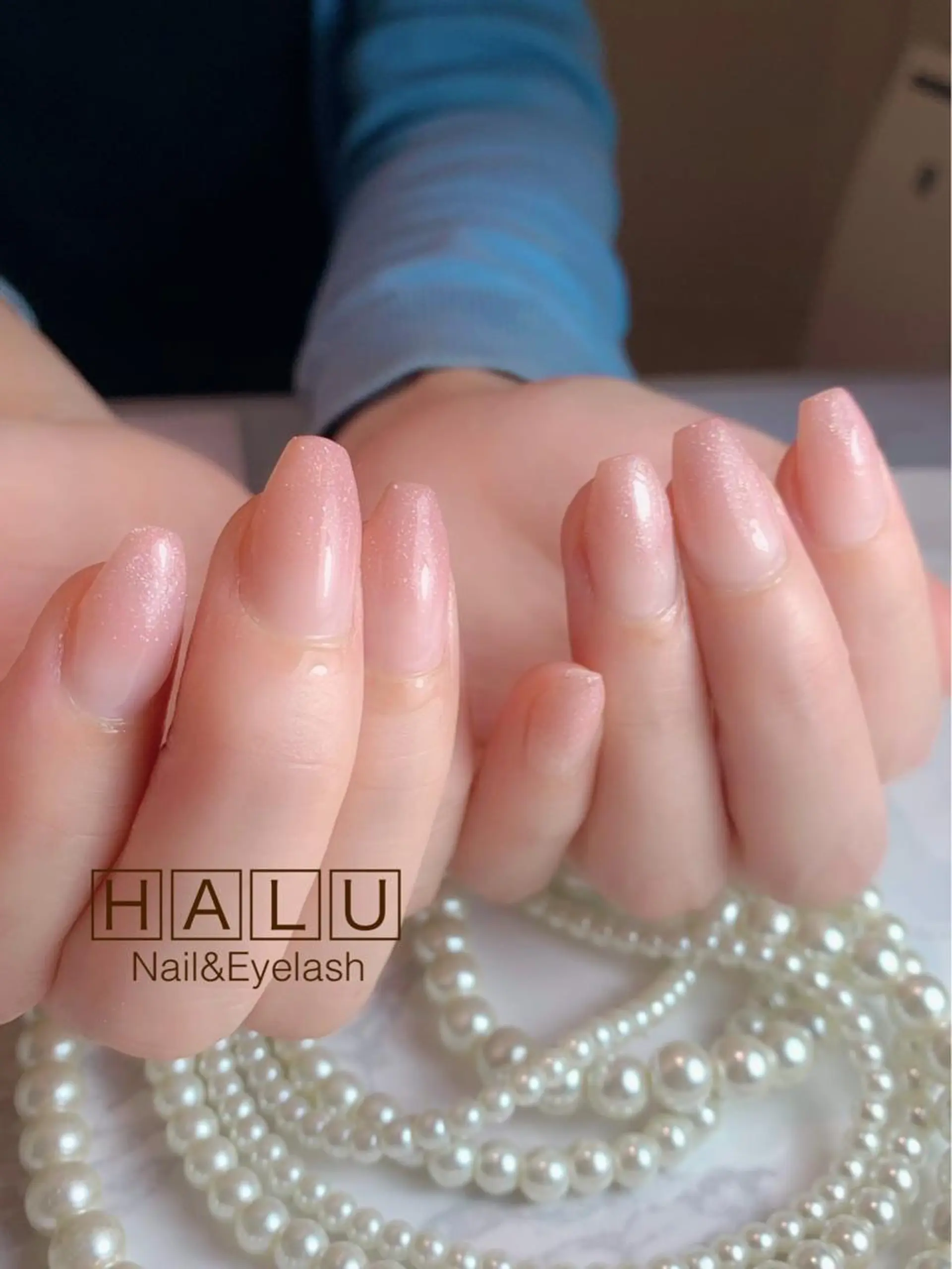 ネイル ラメ(グリッター) ピンク ピンクベージュ HALU ハルのネイルデザイン