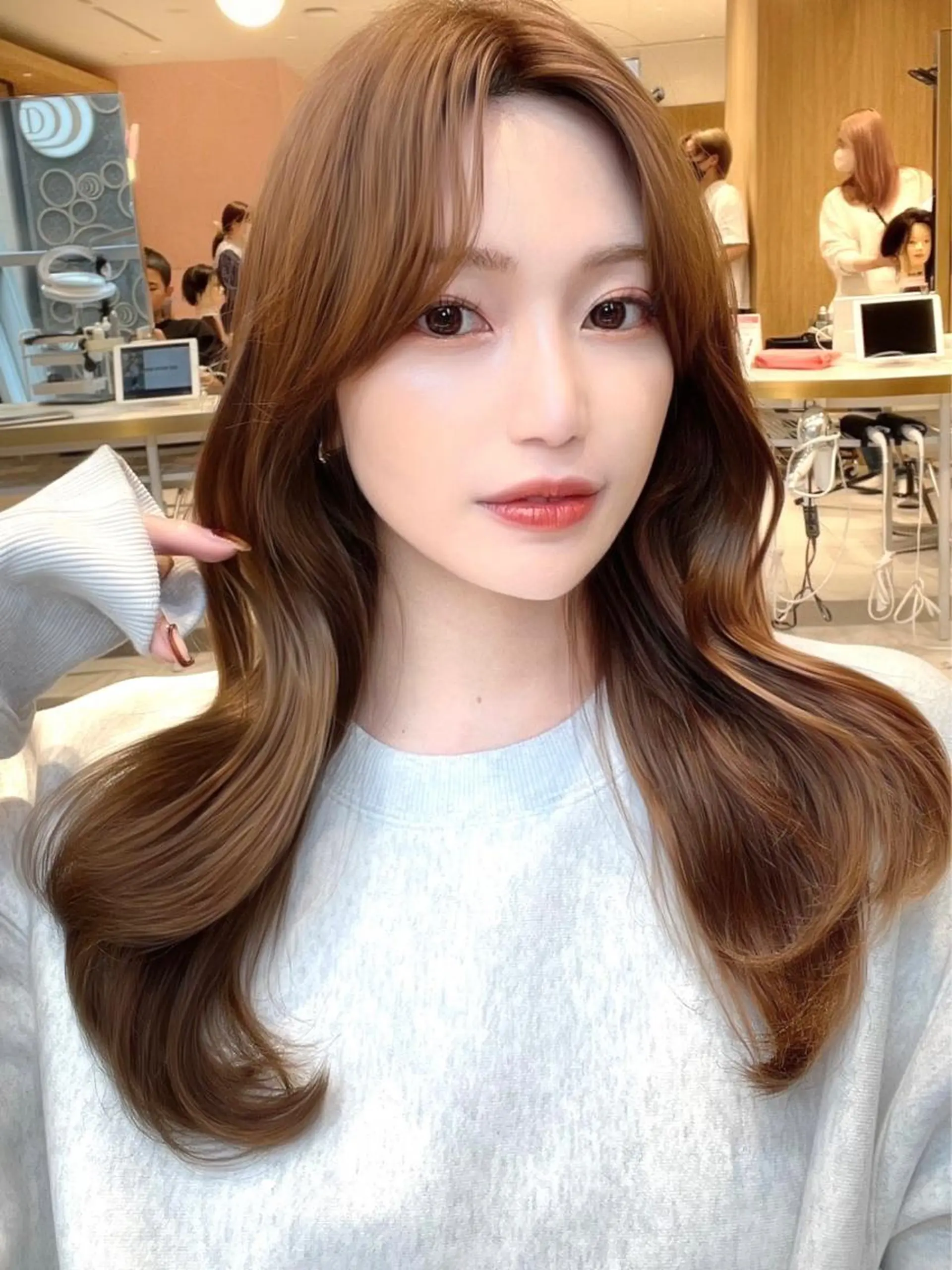 セミロング カラー アッシュ ベージュカラー 黒髪 ブリーチ ブルーカラー 顔周り特化/韓国ヘア /レイヤー/吉野幸大のヘアスタイル