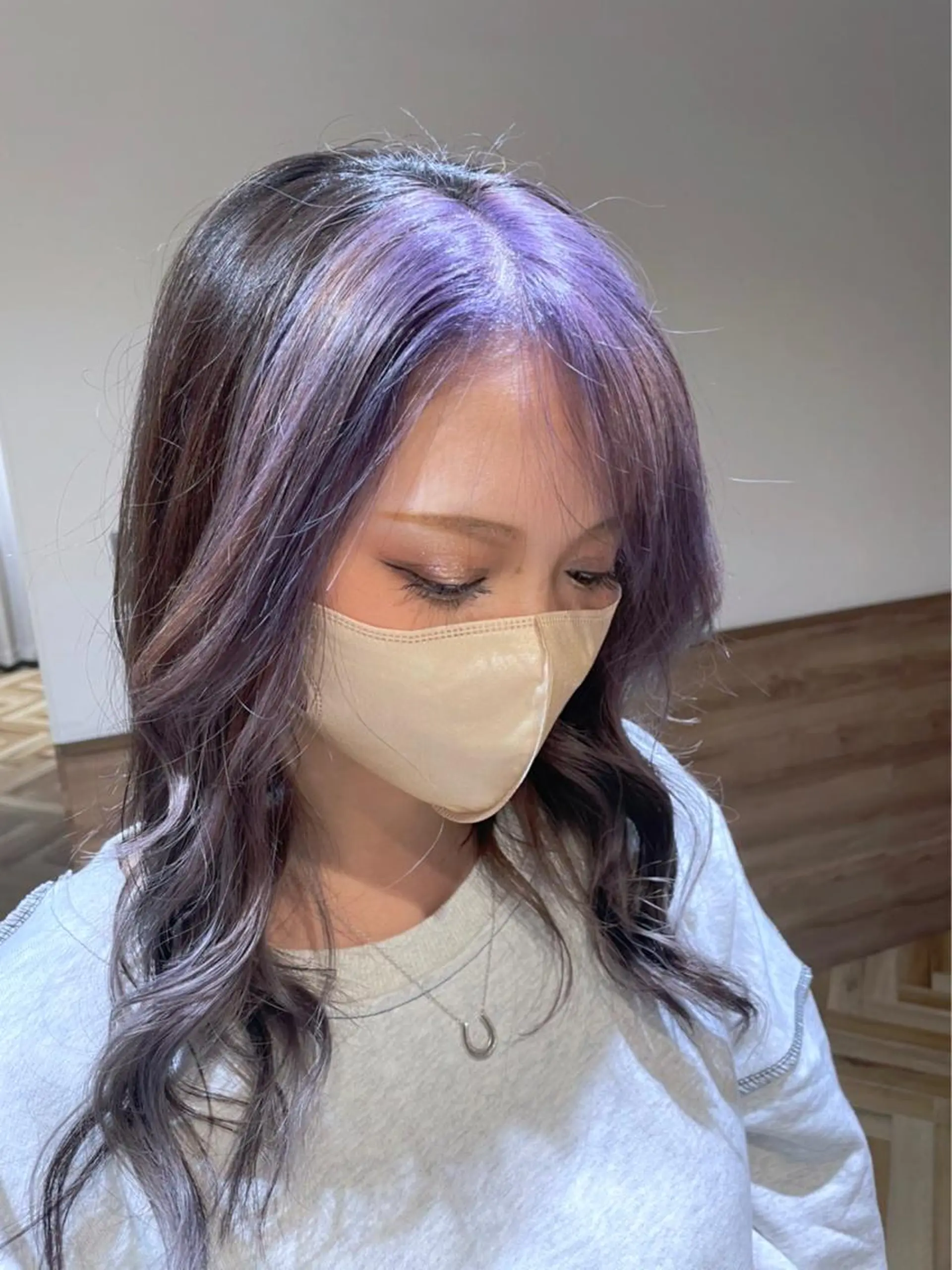 セミロング カラー ミストバング グレージュ ラベンダーカラー ラベンダーグレージュ ラベンダーグレー ブリーチ/髪質改善 🍊MASAKiのヘアスタイル