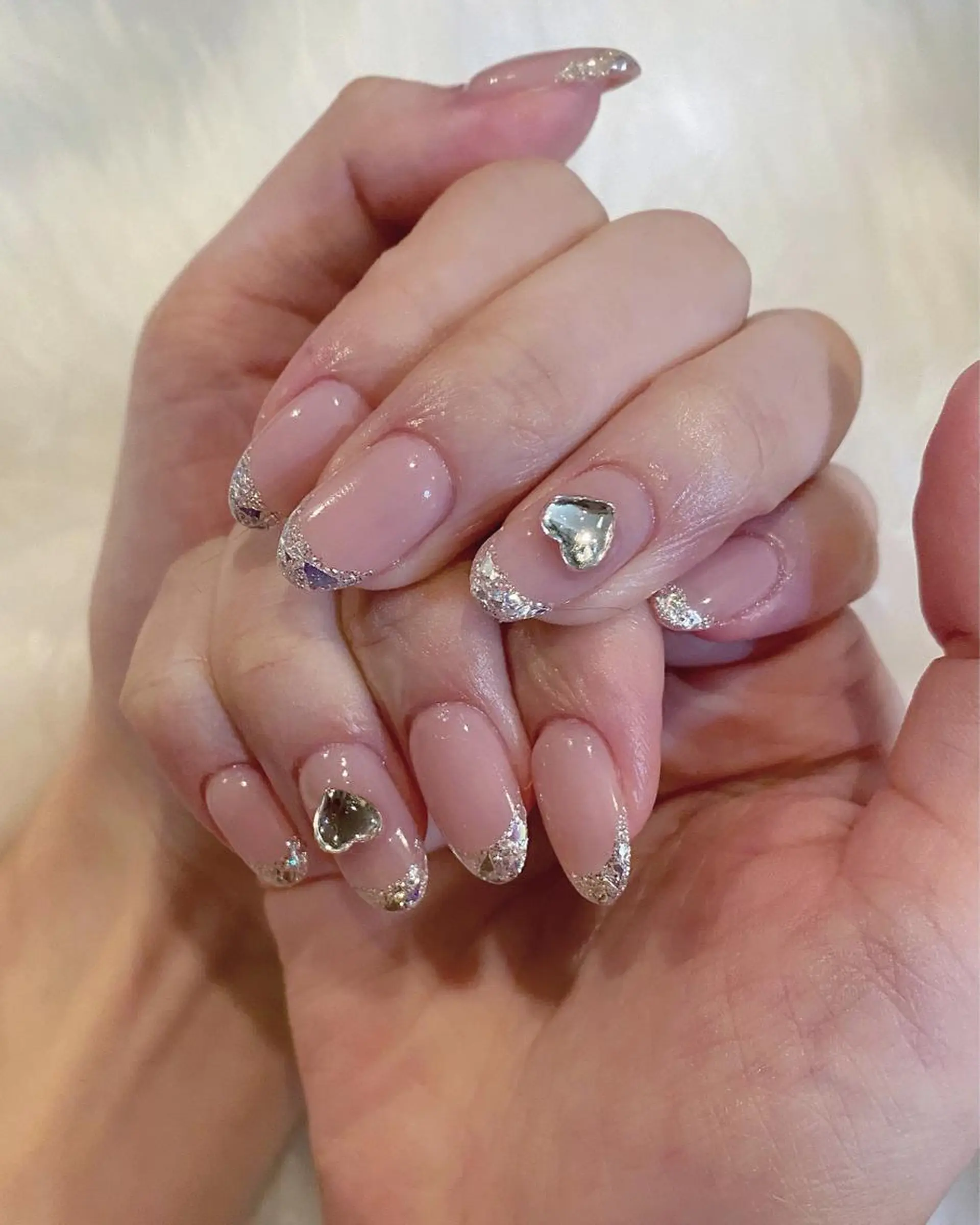 ネイル フレンチネイル ガラスフレンチ crystal ⭐︎ colorのネイルデザイン