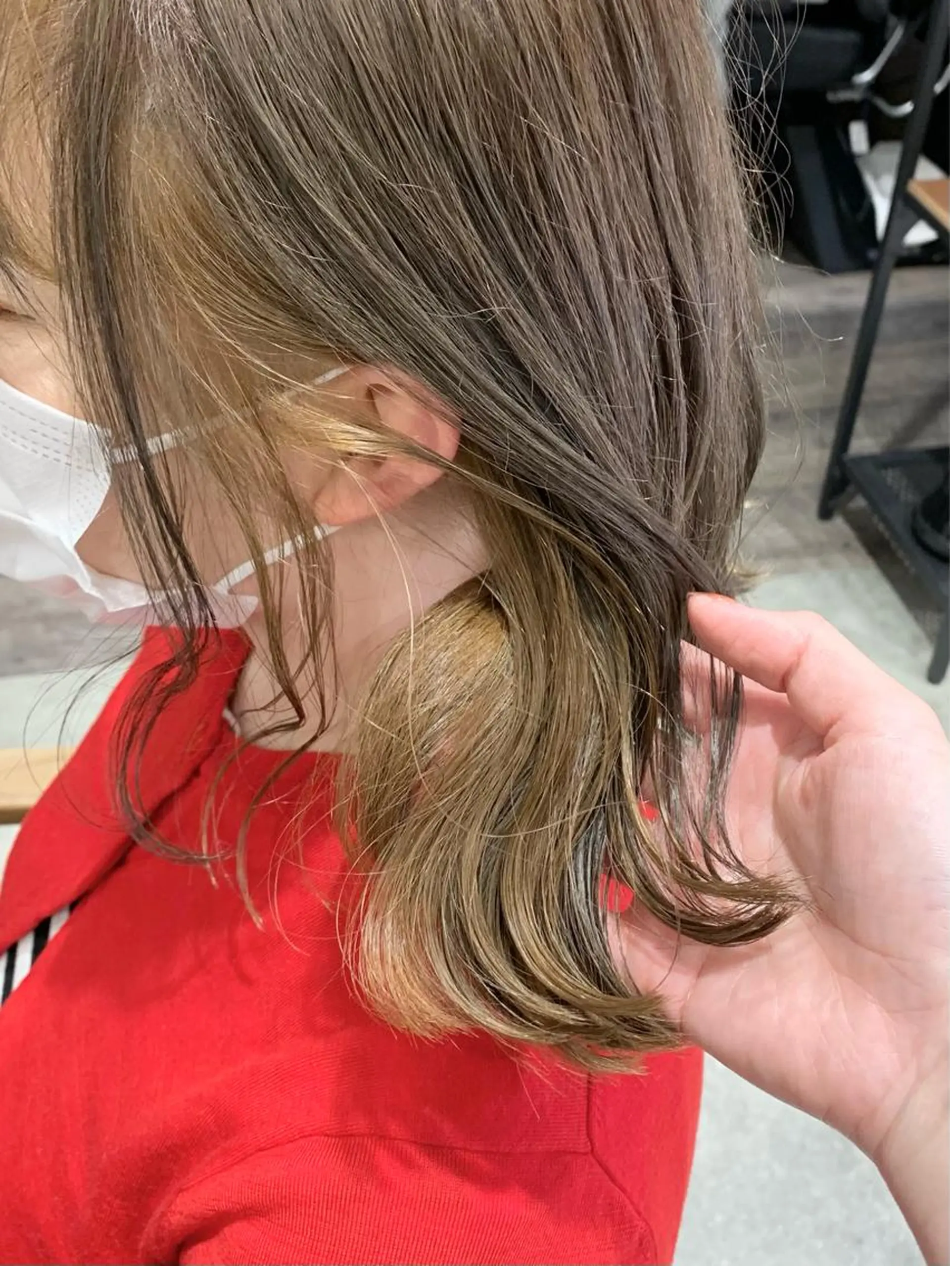 ミディアム カラー ヘアアレンジ インナーカラー カット ヘアカラー 似合わせレイヤー/ 美髪縮毛矯正/ミナエのヘアスタイル