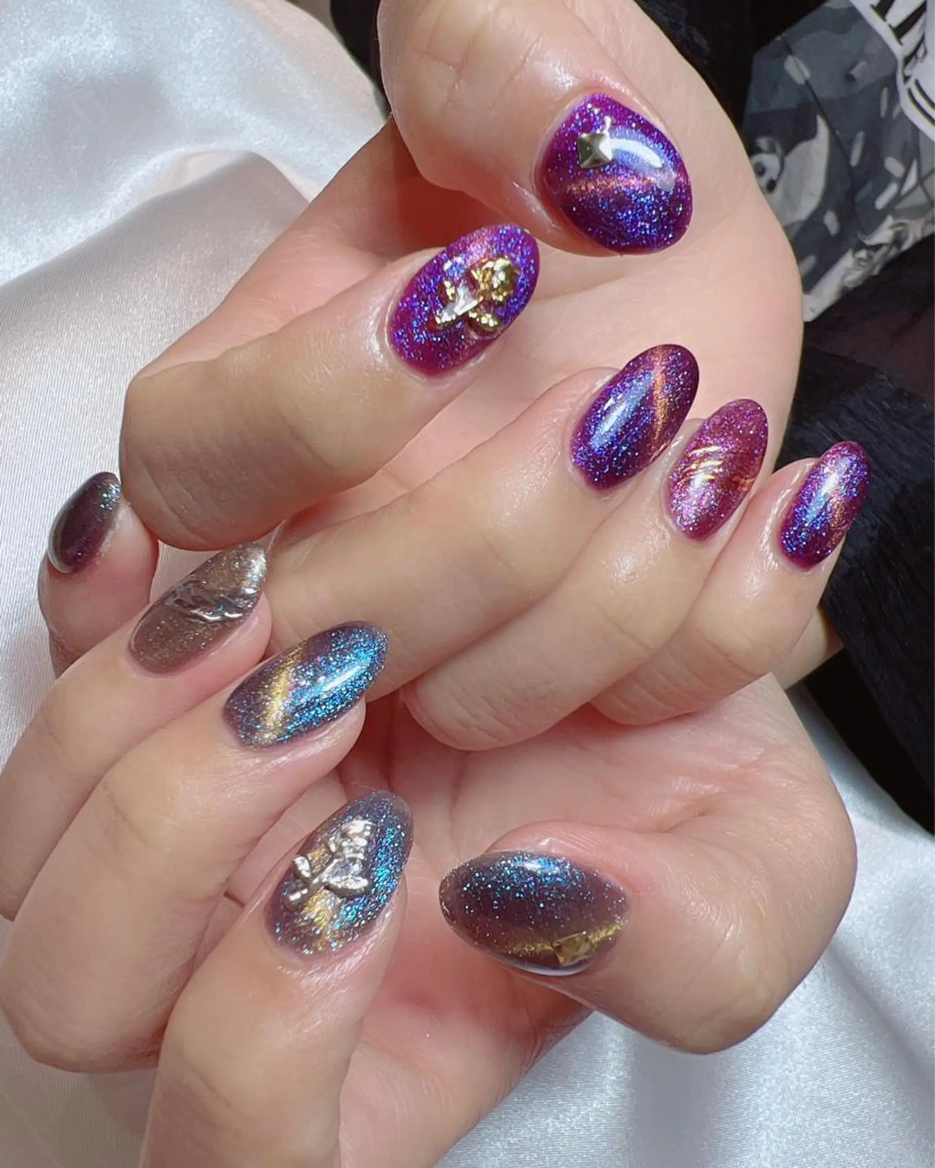 ネイル マグネットネイル 持ち込み ハンドネイル bijou nails　蓮のネイルデザイン