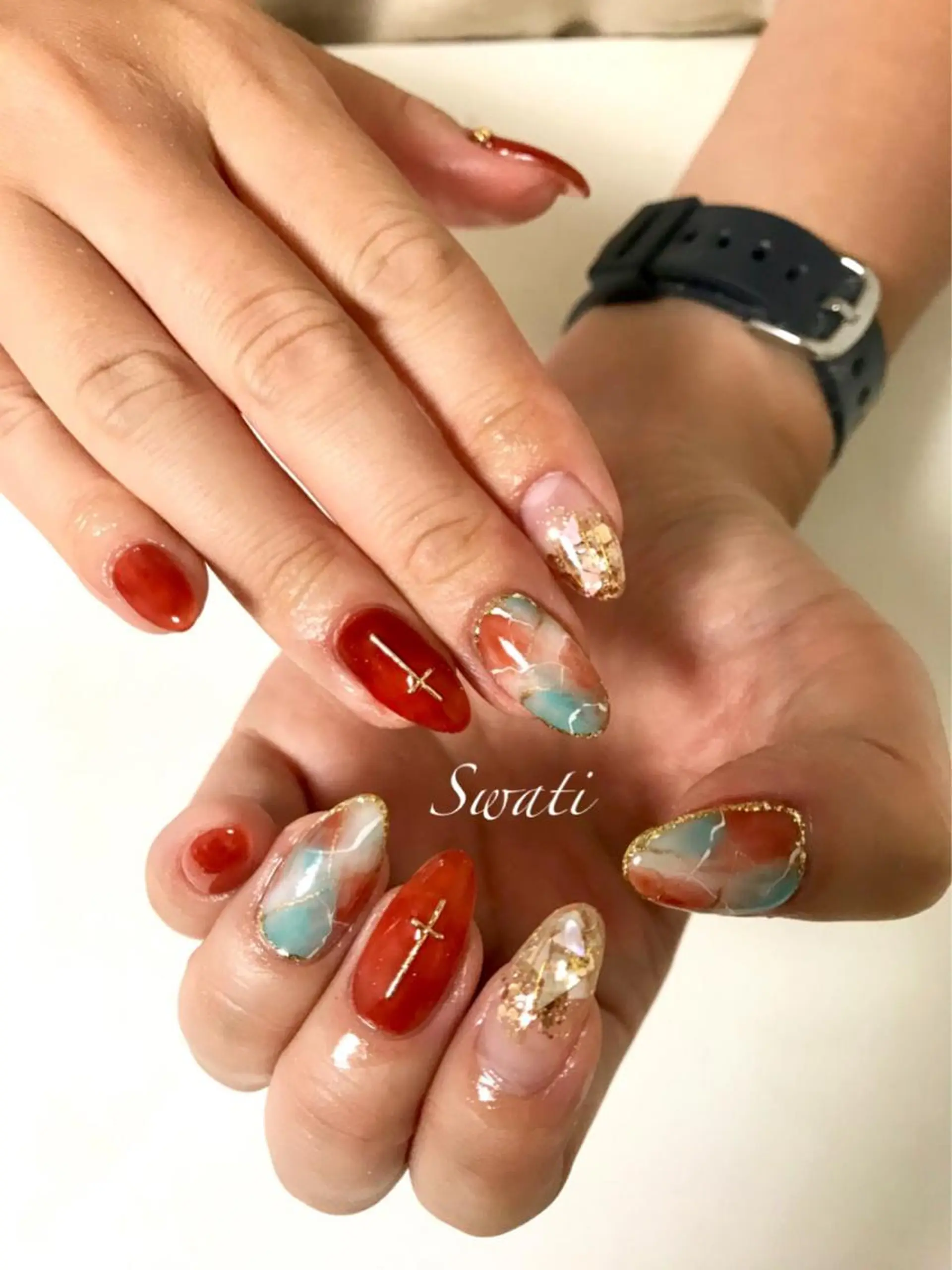 ネイル アートネイル 大理石ネイル(マーブル) ニュアンスネイル オフィスネイル シンプルネイル yuko (ネイリスト)のネイルデザイン