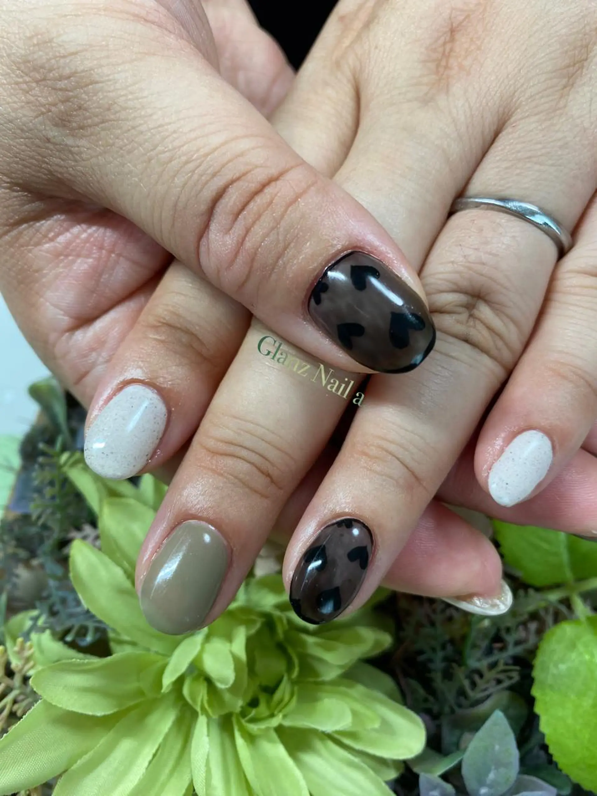 ネイル アートネイル ハート ピンク Glanz  Nail aのネイルデザイン
