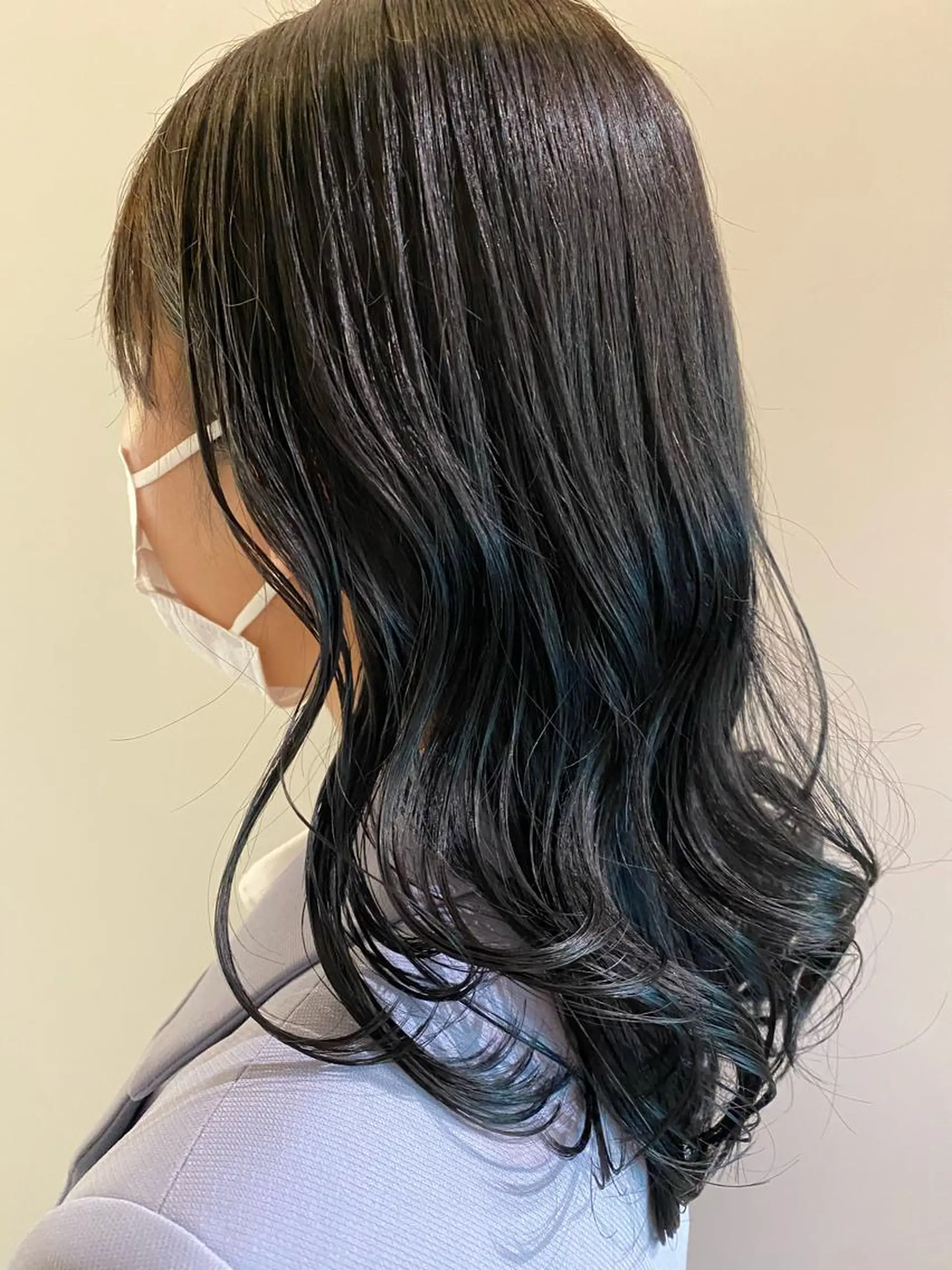 ロング カラー ブリーチ ブルーカラー ブルーグレー ブルーグレージュ グレージュ カット ヘッドスパ CARICIA🌱 masaeのヘアスタイル