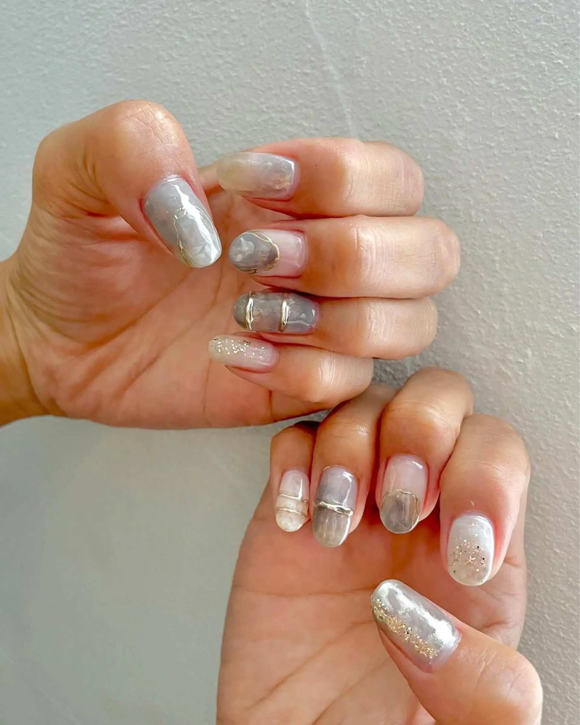 ネイル フットネイル ジェルネイル 韓国ネイル 水色 ニュアンスネイル 甲府市徳行 🧸prunelleのネイルデザイン