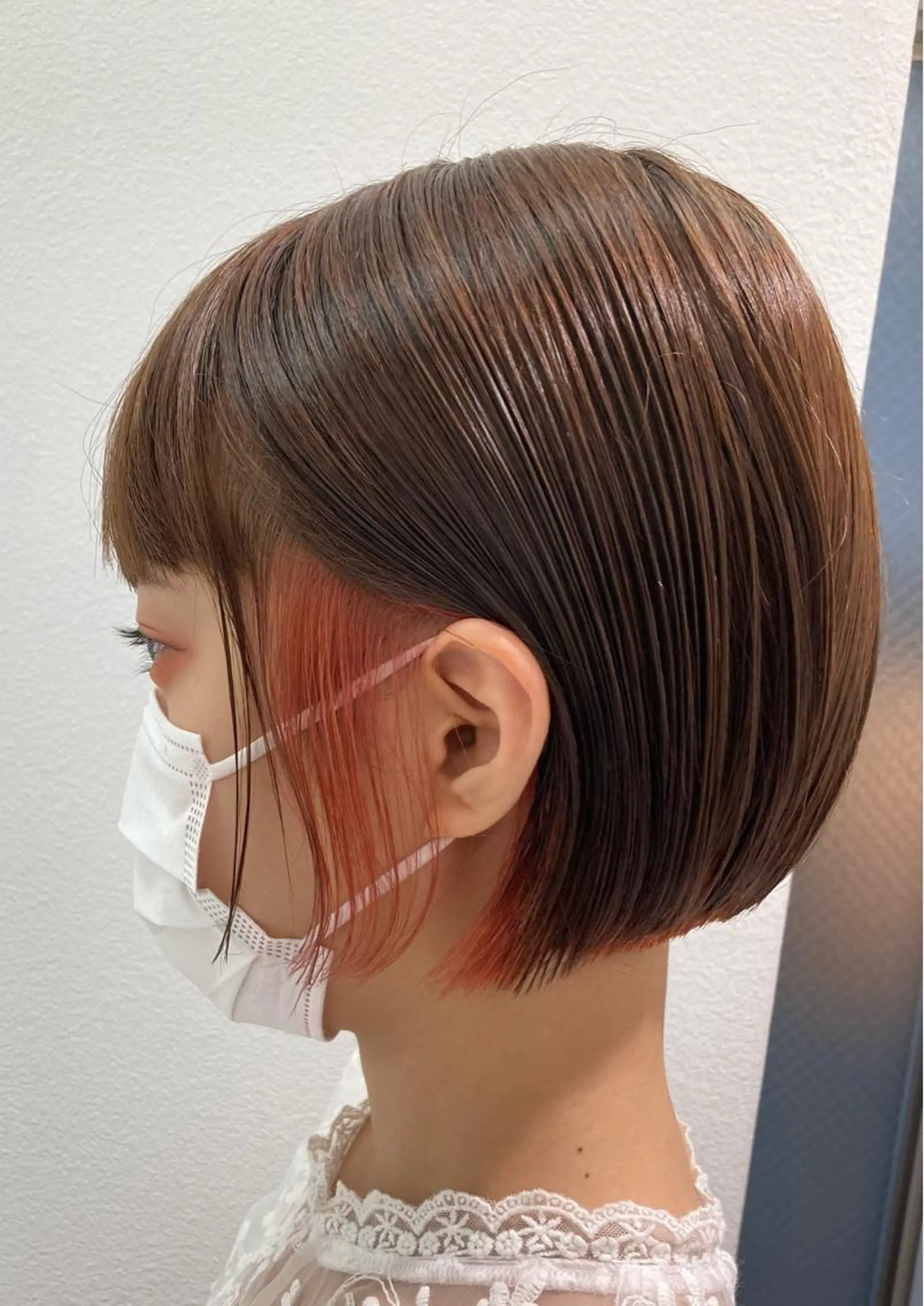 ショート カラー オレンジ ボブ カット ヘアカラー スキバサミを使わない カット🌼唯🌼のヘアスタイル
