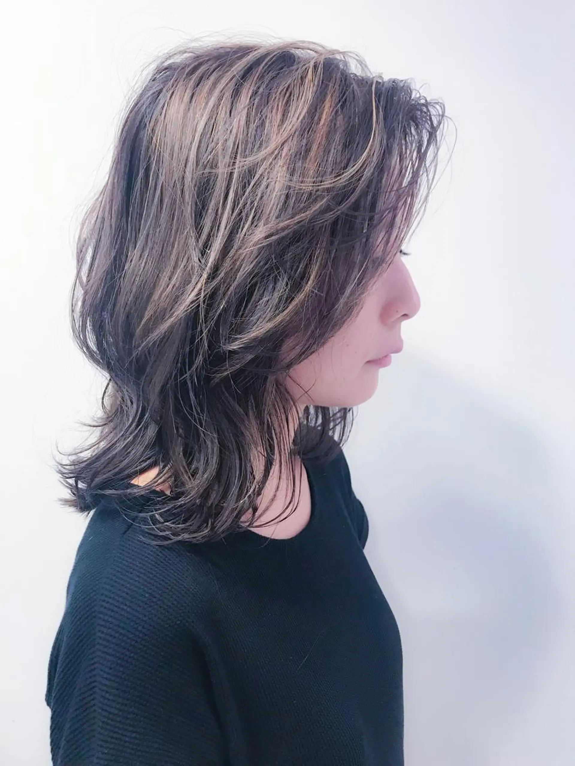 ミディアム カラー パーマ ミディアムパーマ デジタルパーマ カット 内藤　宏紀 tidasmileのヘアスタイル