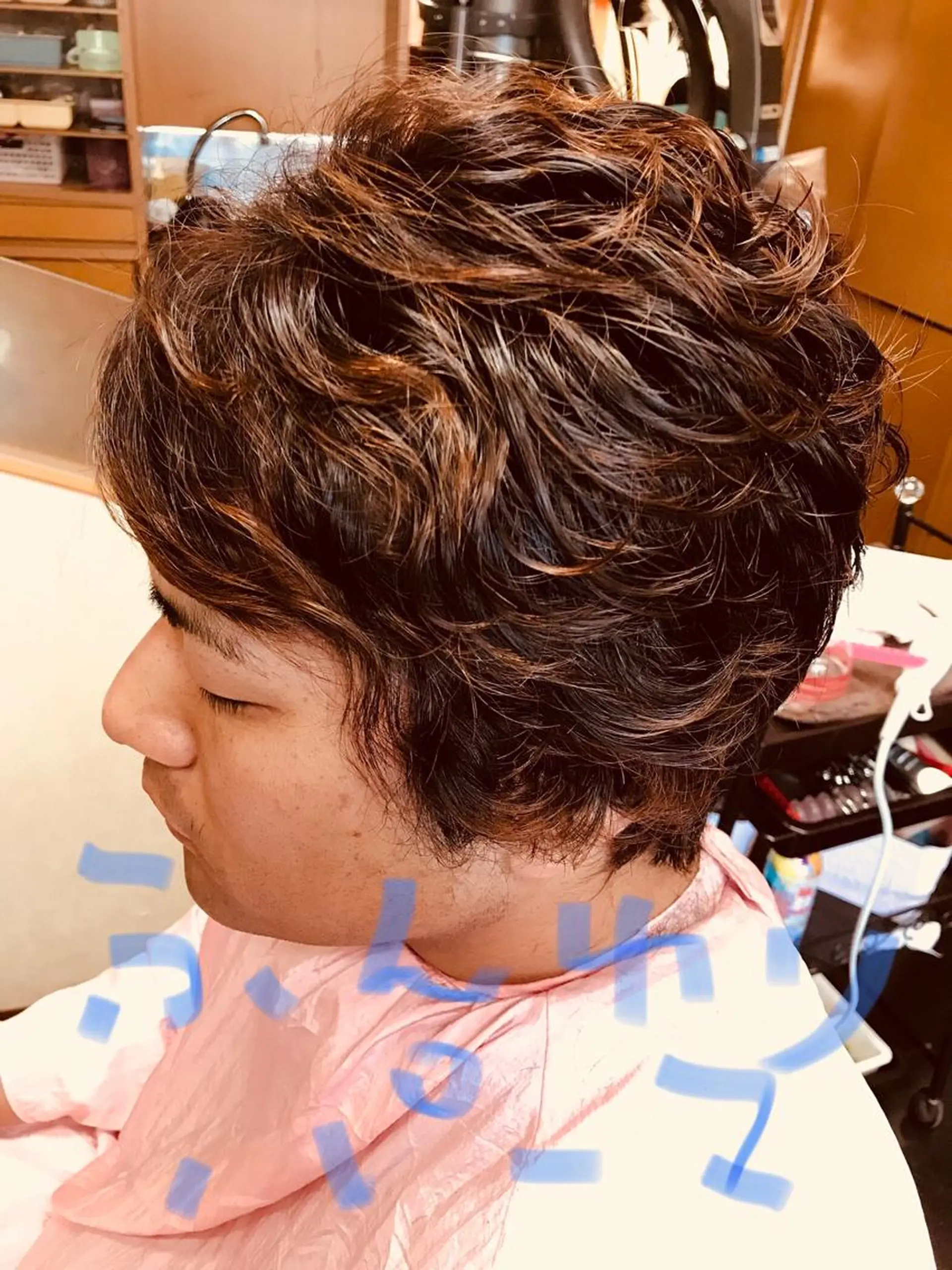 ショート パーマ メンズ メンズパーマ ショートヘア ヘアカラー S AIRIのヘアスタイル