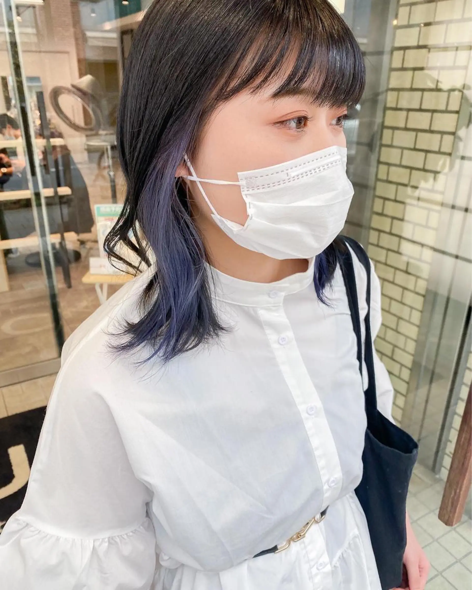 ミディアム カラー ブリーチ グレージュ ラベンダーカラー ラベンダーグレージュ ラベンダーグレー marble by KENJEのヘアスタイル