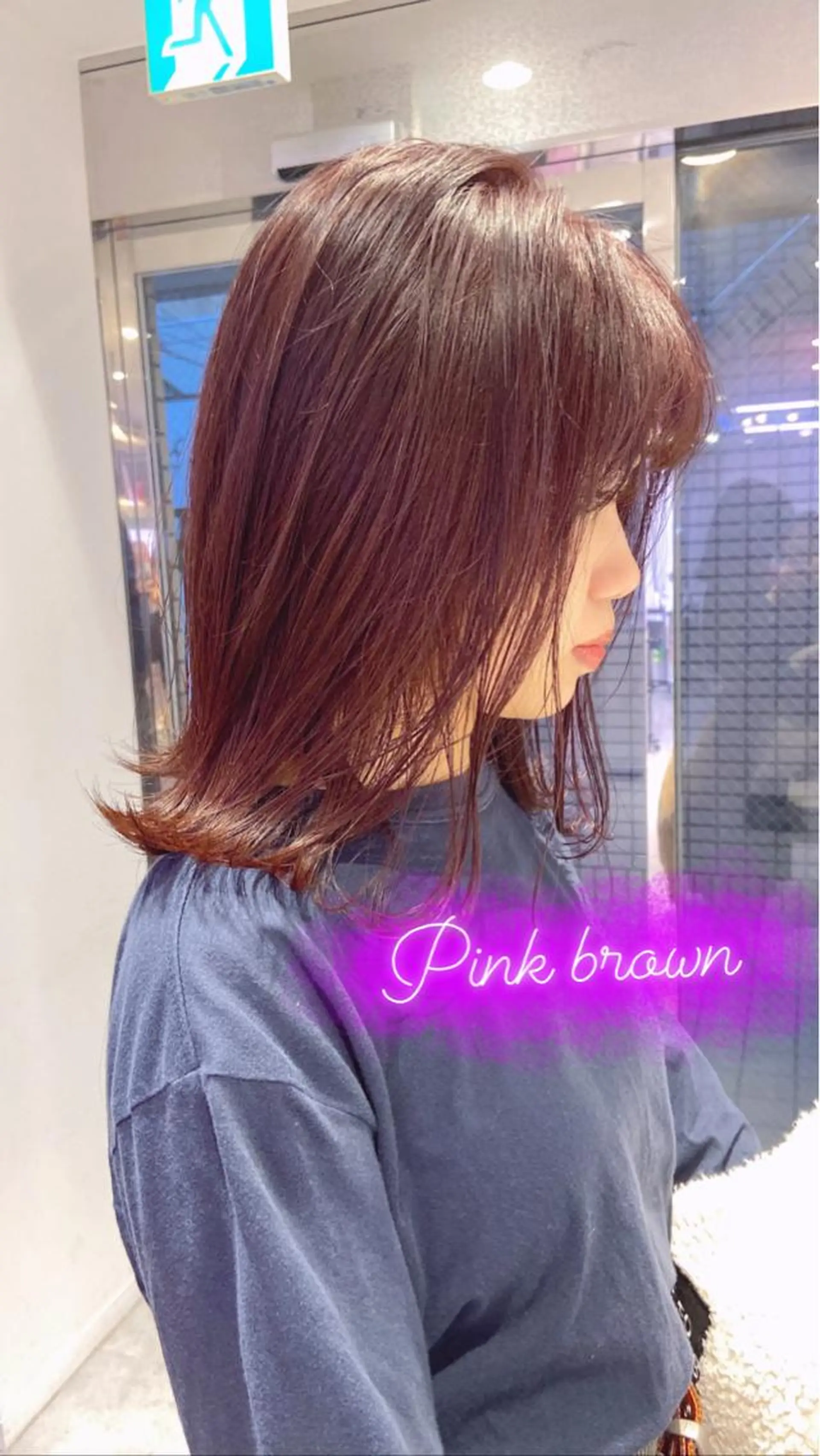 ミディアム カラー ヘアアレンジ ブラウンカラー ピンクカラー ピンクブラウン 天神レイヤーカット No.1💖マユカのヘアスタイル