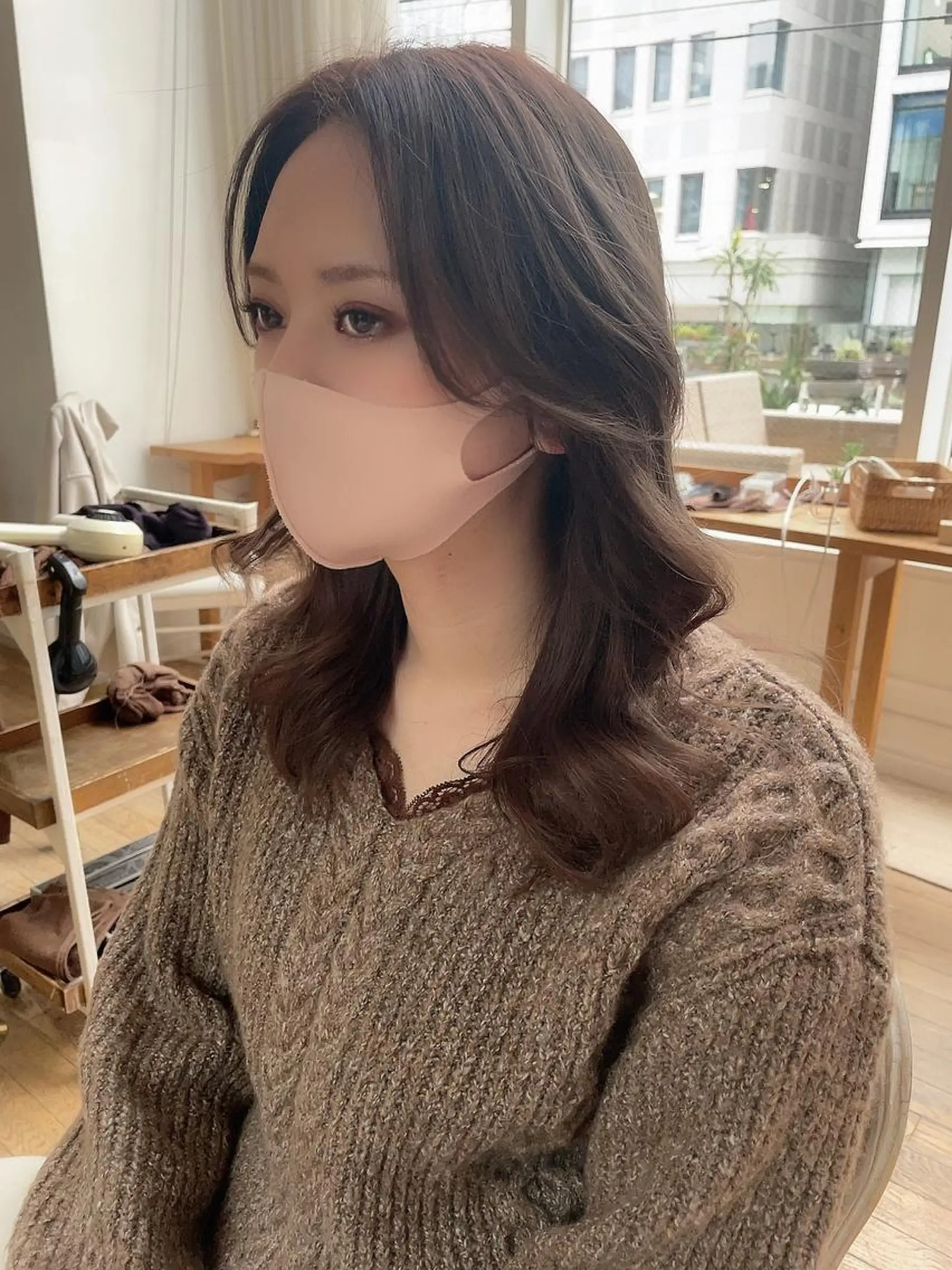 ミディアム カラー 韓国風ヘア レイヤーカット 小顔カット 原田 大希のヘアスタイル