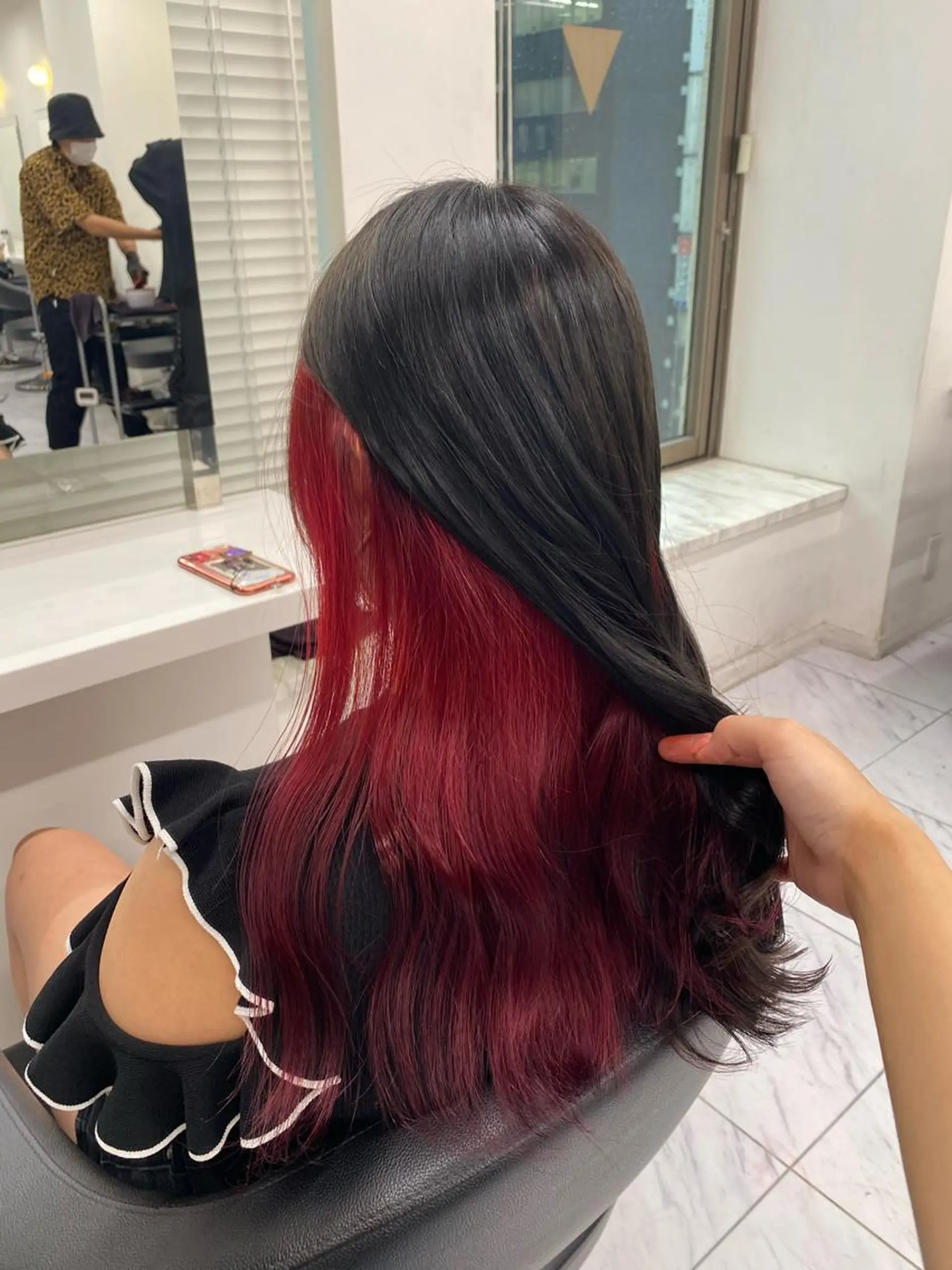 ミディアム カラー ヘアアレンジ キッズ レッドカラー TRU Shino🦋のマツエク・マツパデザイン