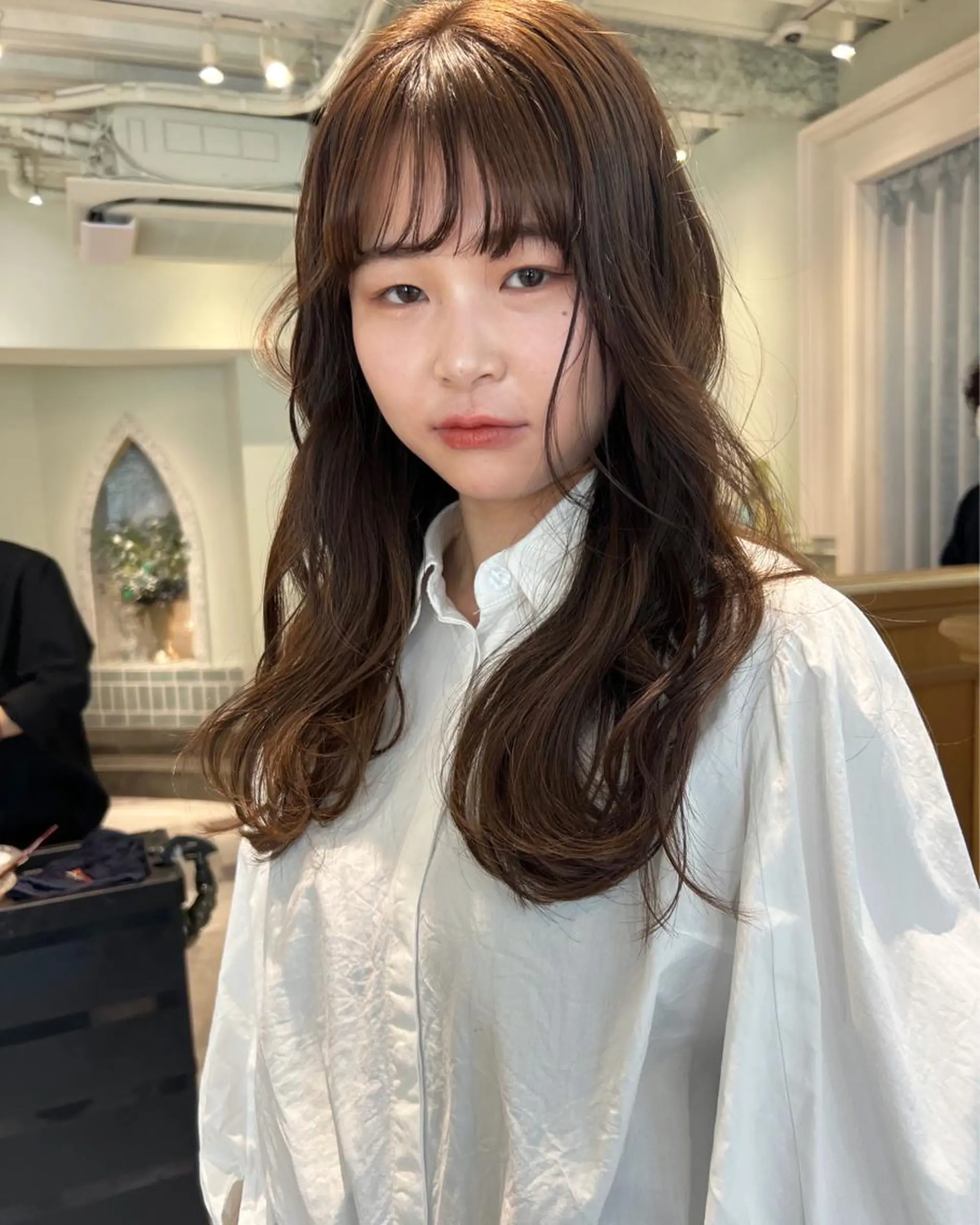ロング ボブ ハイライト 髪質改善 韓国風ヘア 小顔カット ヘアカラー トリートメント 似合わせカラーの達人 ダブルカラー/森栄範のヘアスタイル