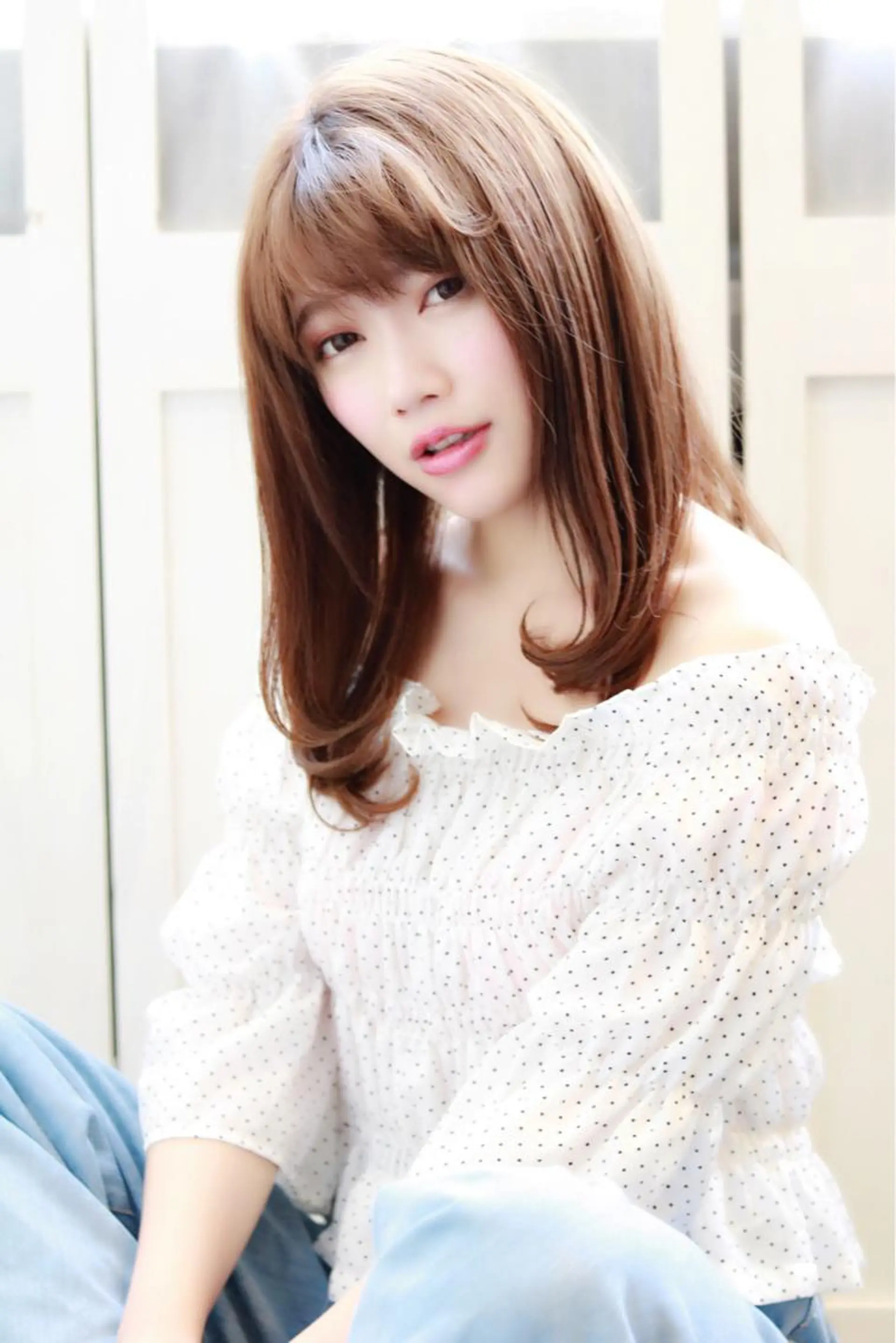 ミディアム カット 縮毛矯正 トリートメント ほさか しんごのヘアスタイル