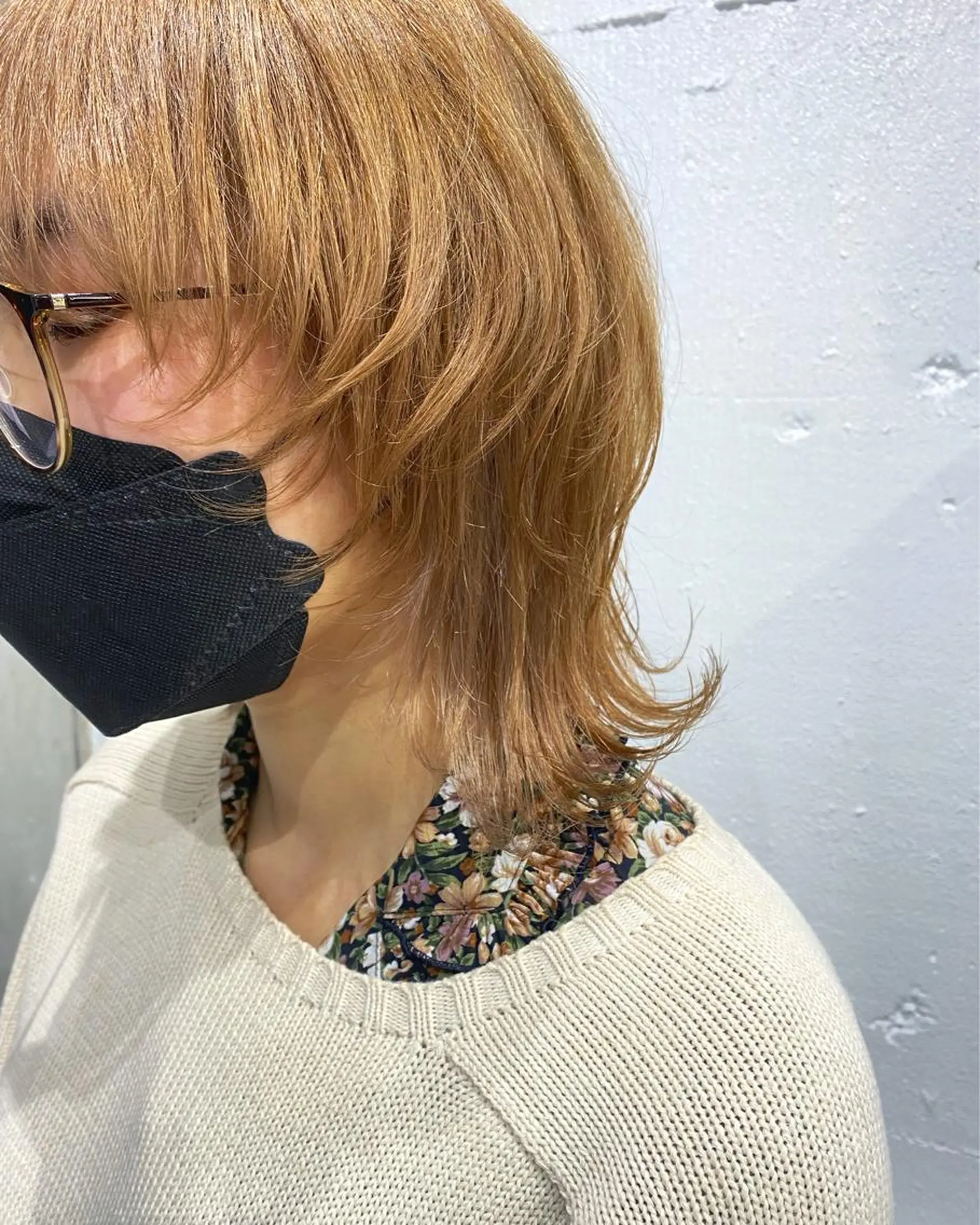 ミディアム カラー ヘアアレンジ 切りっぱなしボブ アッシュ アッシュグレー バレイヤージュ ベージュカラー ササキカズマ〻透明感 〻色落ち〻赤み消しのヘアスタイル