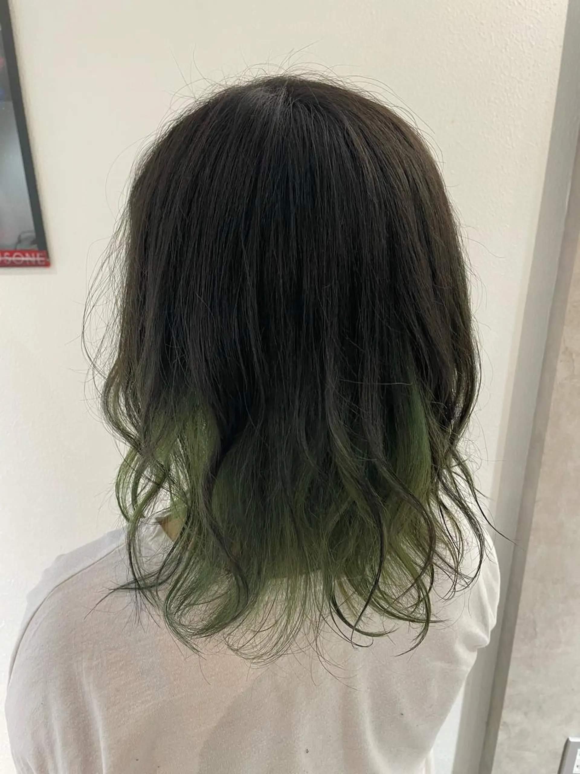 セミロング カラー パーマ ヘアアレンジ メンズ キッズ ネイル マツエク・マツパ グリーン ヘアカラー FABLE HAIR ファブル難波・心斎橋のヘアスタイル