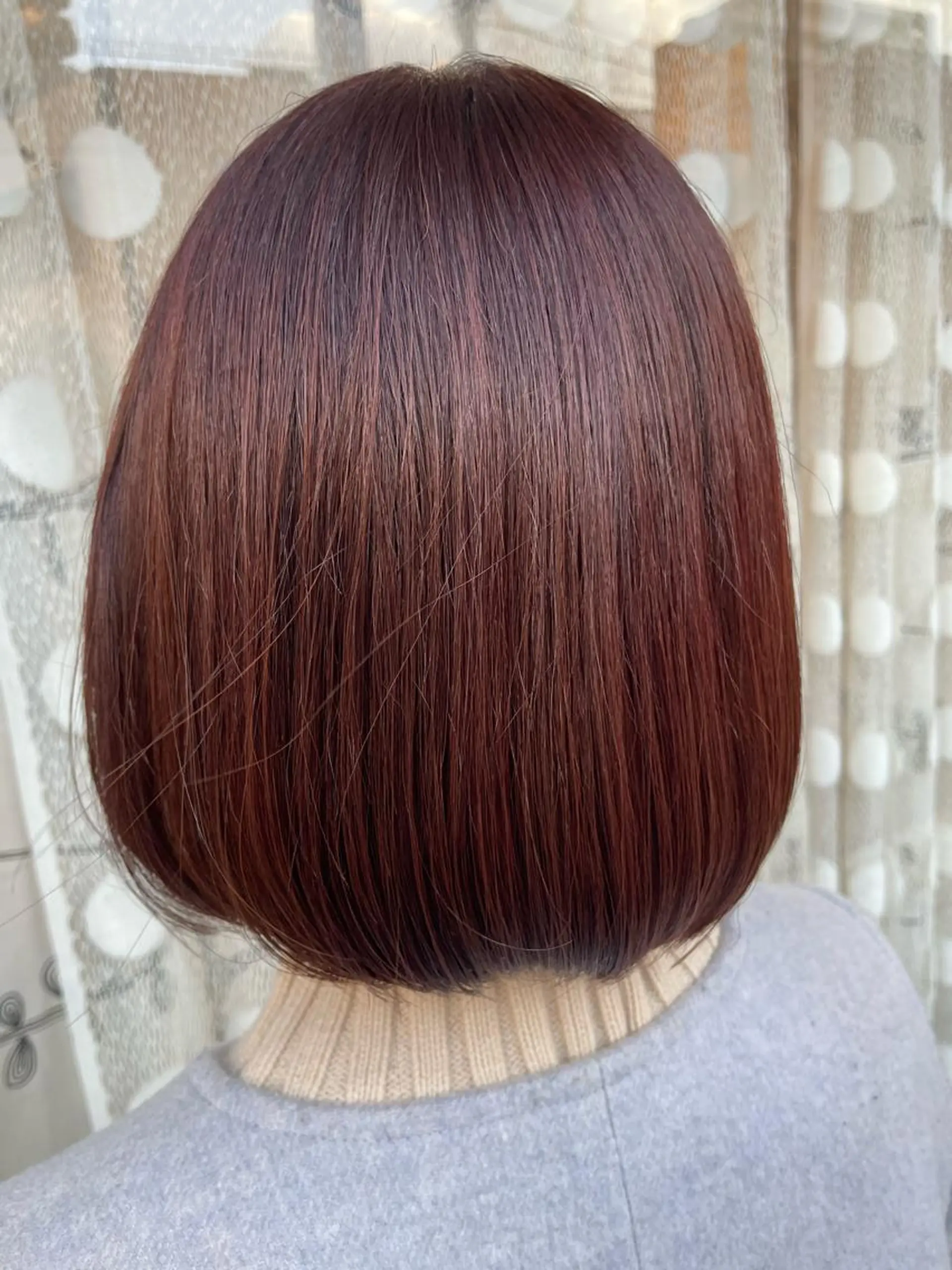 ミディアム ピンクブラウン カット ヘアカラー トリートメント 古澤 あかねのヘアスタイル