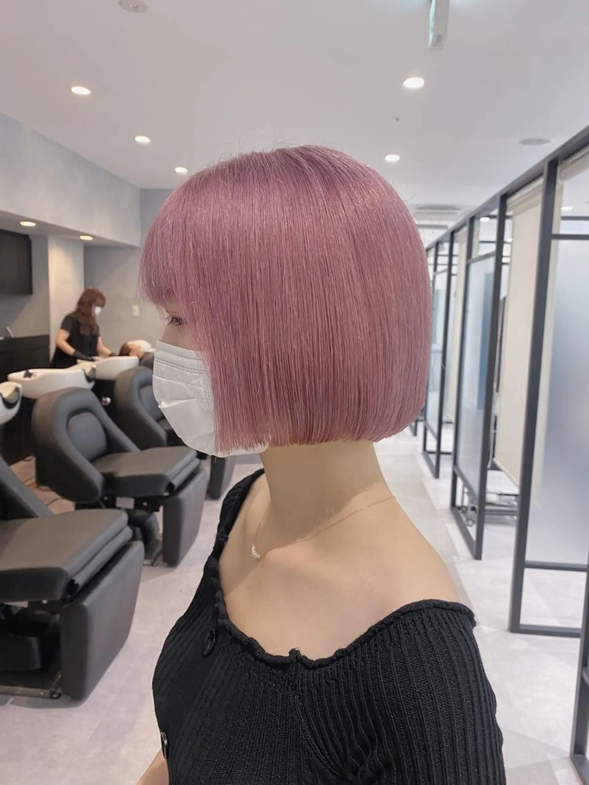 ショート カラー ラベンダーカラー ピンクカラー ピンクラベンダー ボブ 鈴木/ニュアンス パーマ/メンズのヘアスタイル