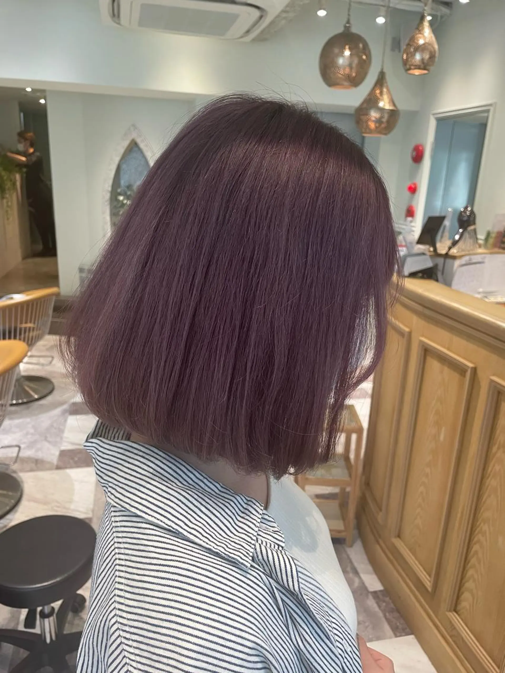 カラー ラベンダーカラー ヘアカラー 木屋元一/透明感 /前髪/ショートボブのヘアスタイル