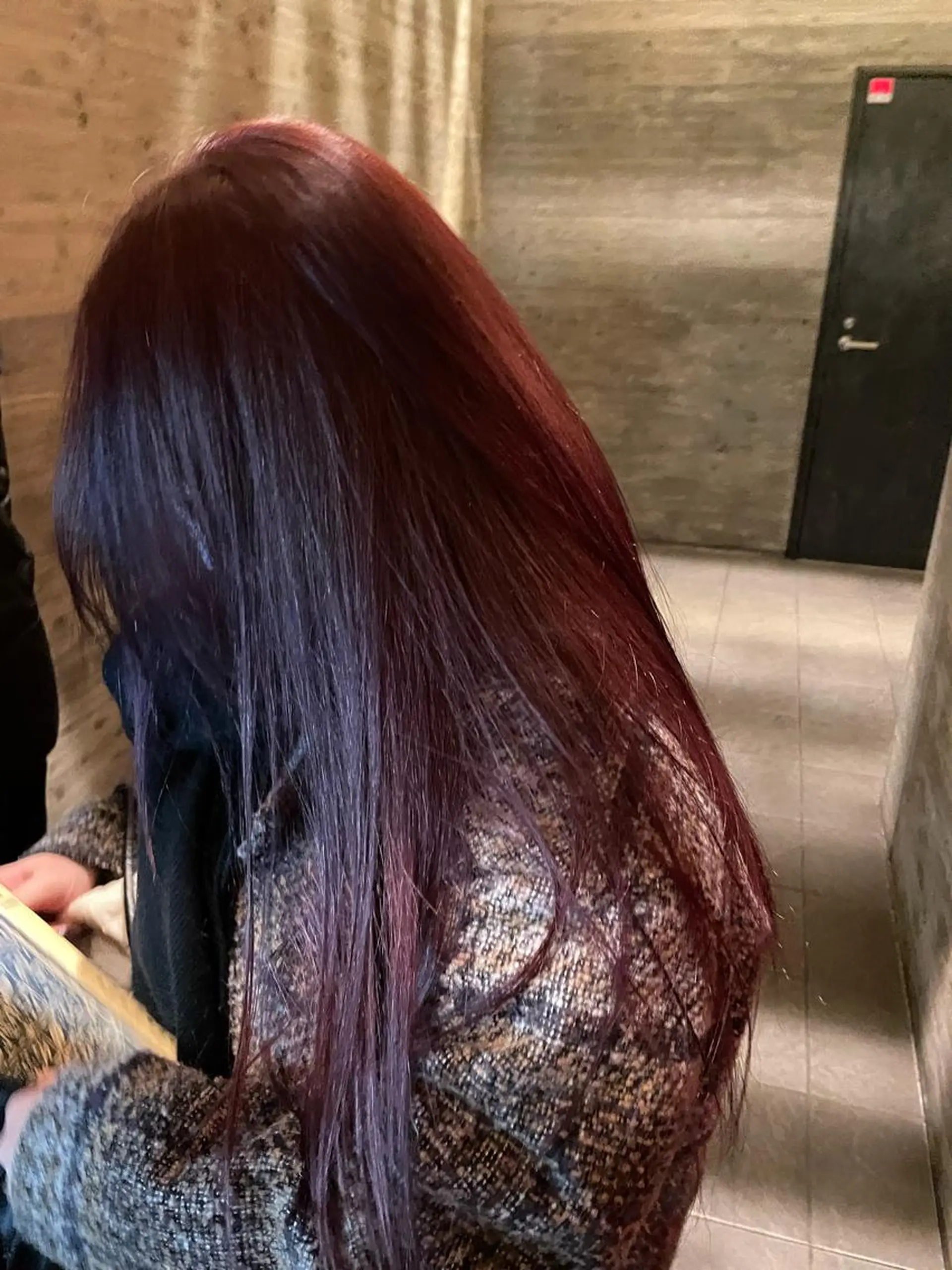 ロング カラー ブリーチ カシス ブリーチなしカラー ピンクカラー 𝘚𝘶𝘻𝘶 𓂃𓈒𓏸のヘアスタイル