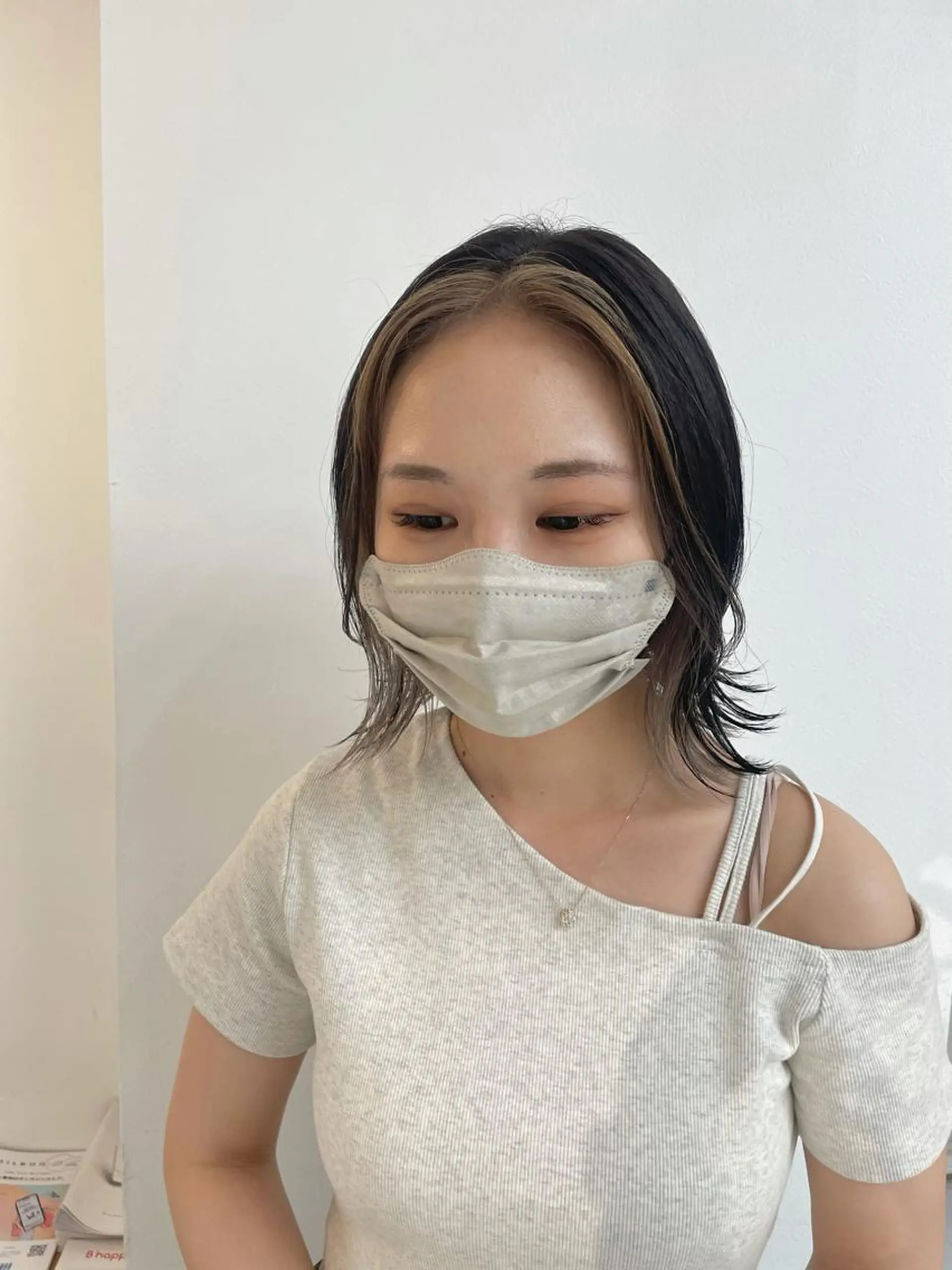 ミディアム カラー ミストバング  フェイスフレーミング ヘアカラー 福田千尋/インナー カラー/縮毛矯正のヘアスタイル