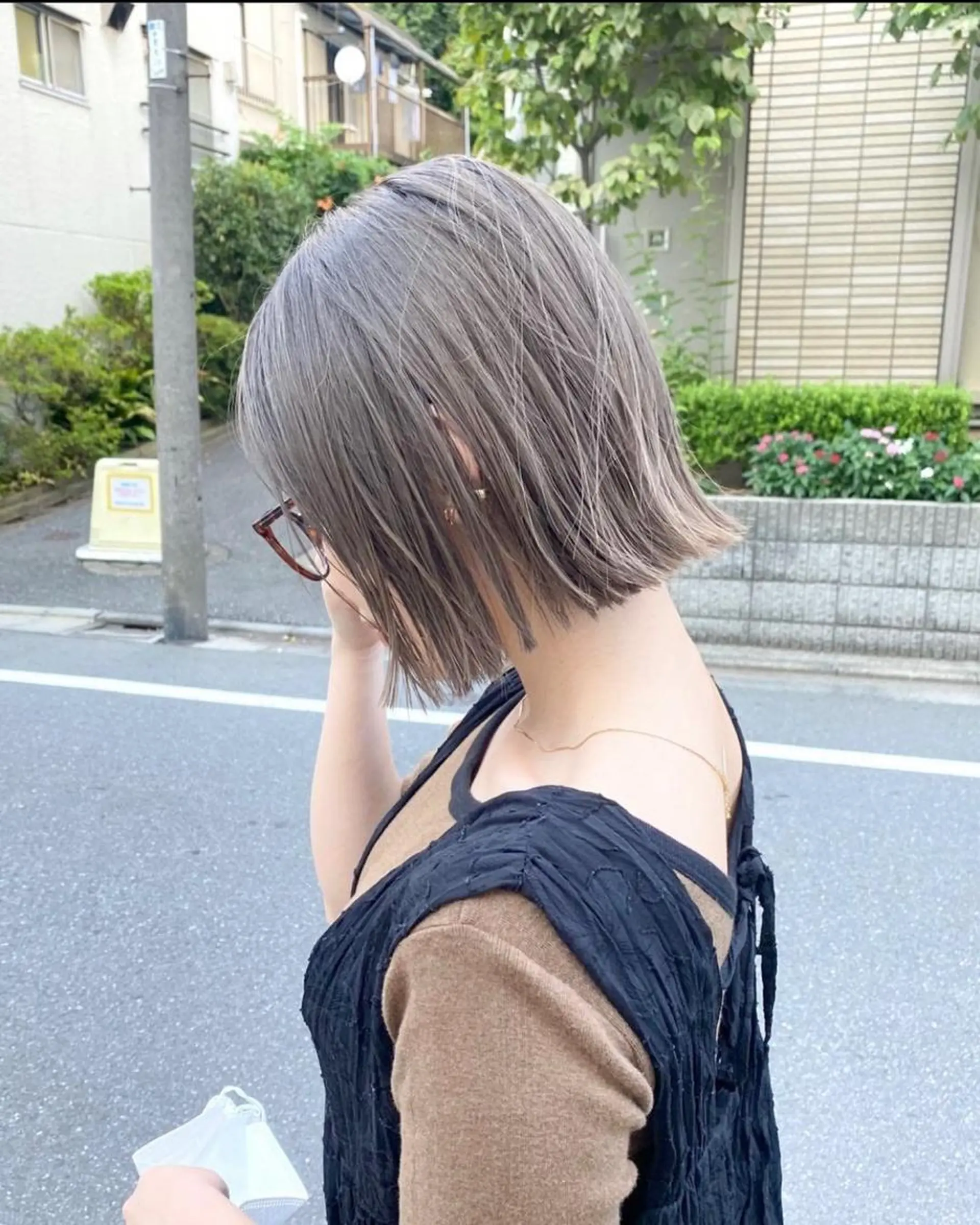 ショート カラー 切りっぱなしボブ ブリーチ 透明感カラー ボブ ボブ/ミニボブ 透明感カラーkadoのヘアスタイル