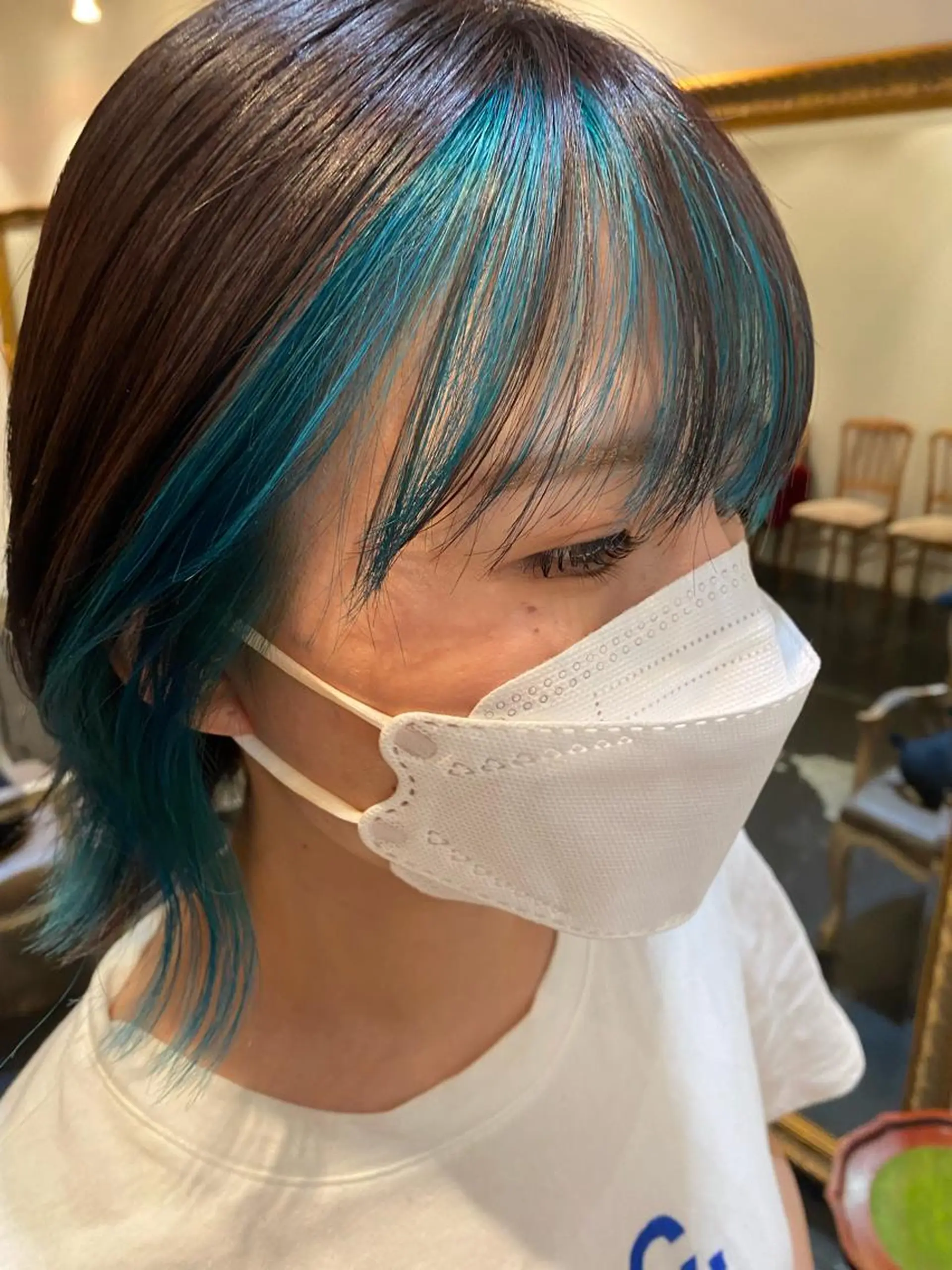 ミディアム カラー ミストバング ブリーチ  フェイスフレーミング NATSUKI😸 ‪✂︎‬南森町美容室のヘアスタイル