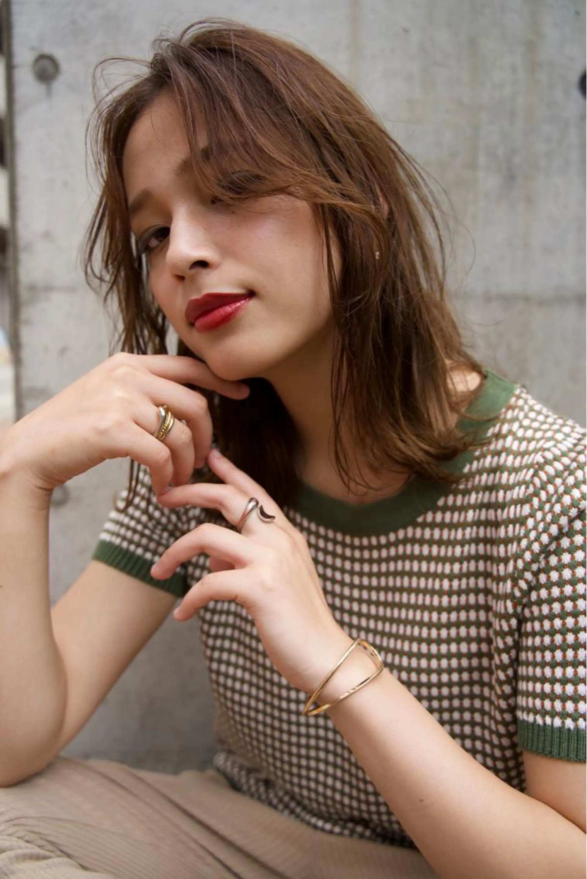 ミディアム ボブ 外ハネヘア カット ヘアカラー トリートメント kazuki iconのヘアスタイル