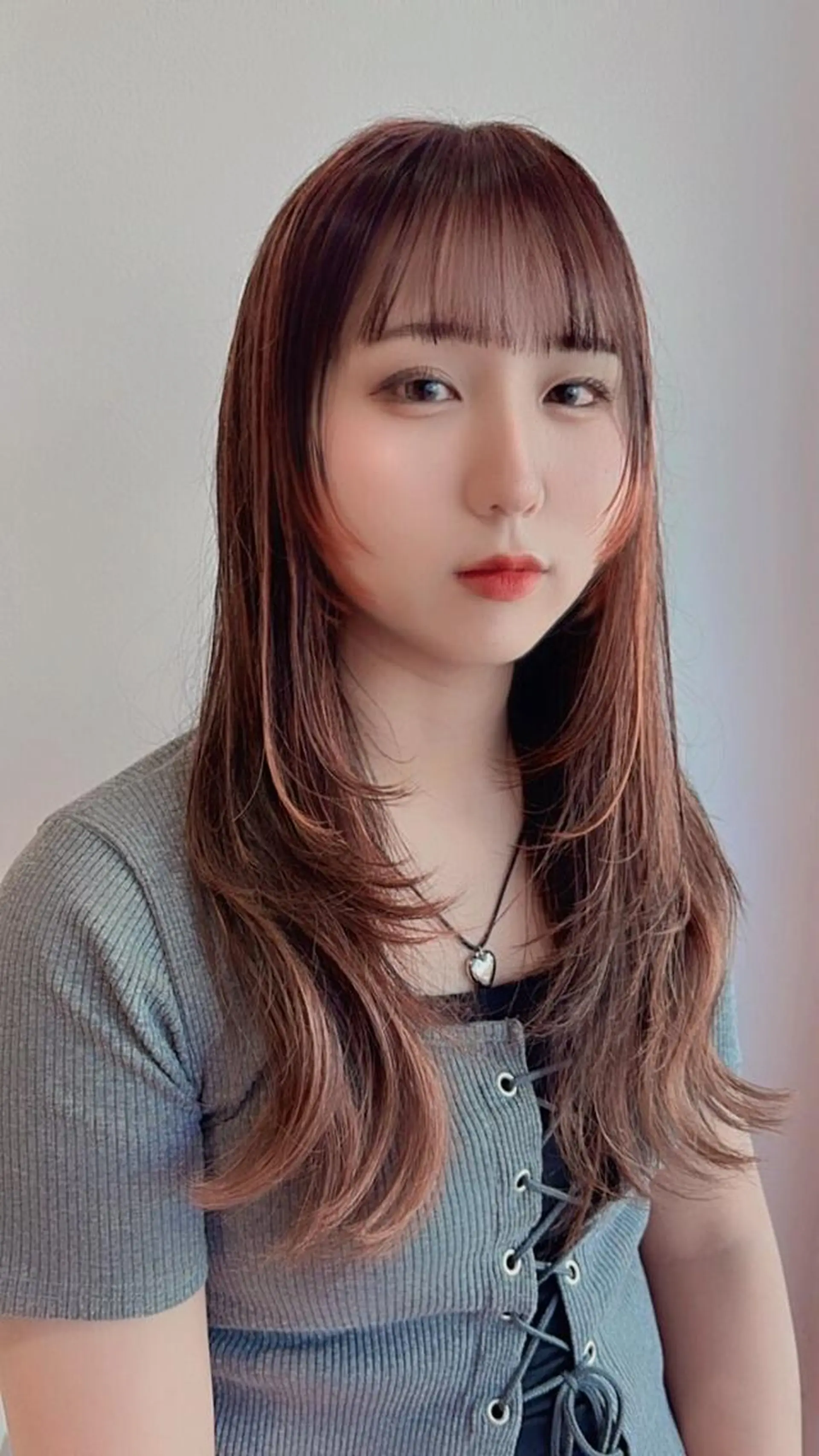 ロング ボブ ハイライト 髪質改善 韓国風ヘア レイヤーカット .5 by soleil 小松店のヘアスタイル