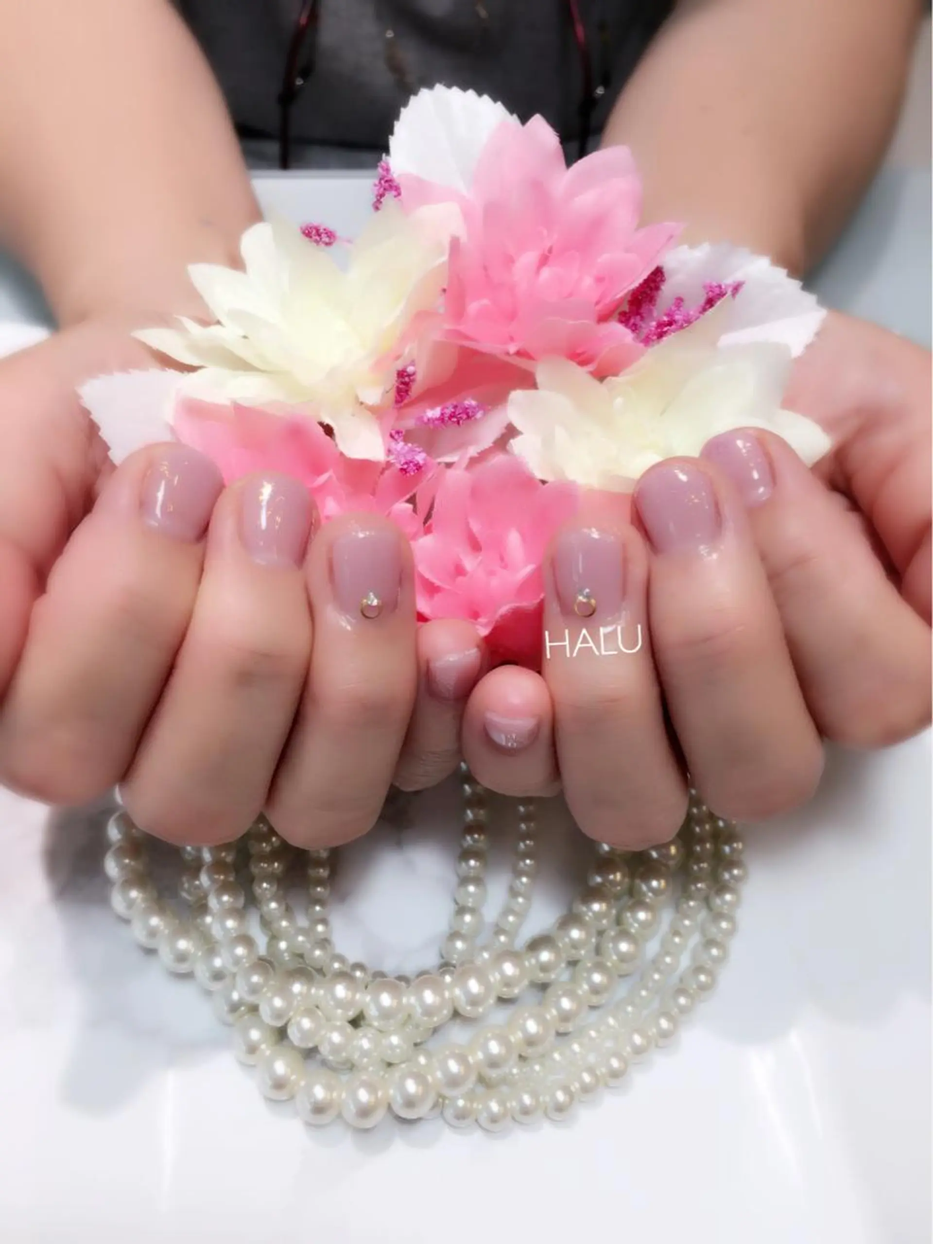 ネイル ブルー ピンク シンプルネイル HALU ハルのネイルデザイン