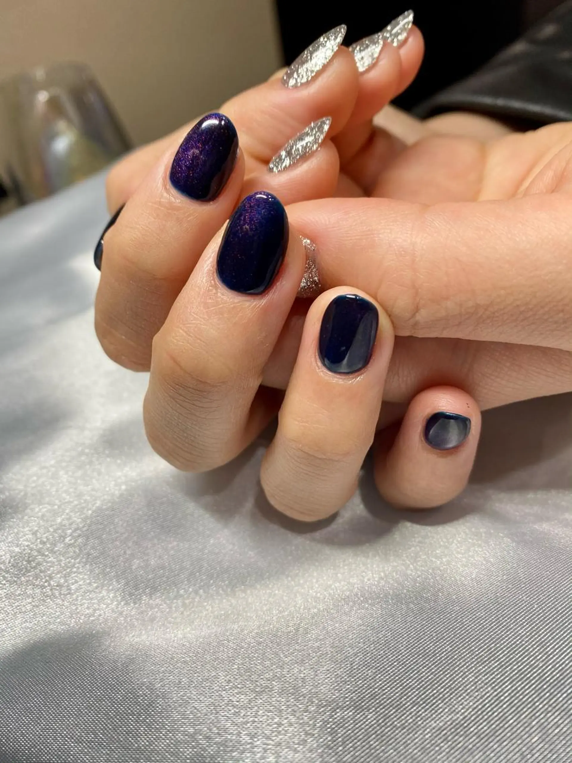 ネイル ブルー ハンドネイル crystal ⭐︎ colorのネイルデザイン