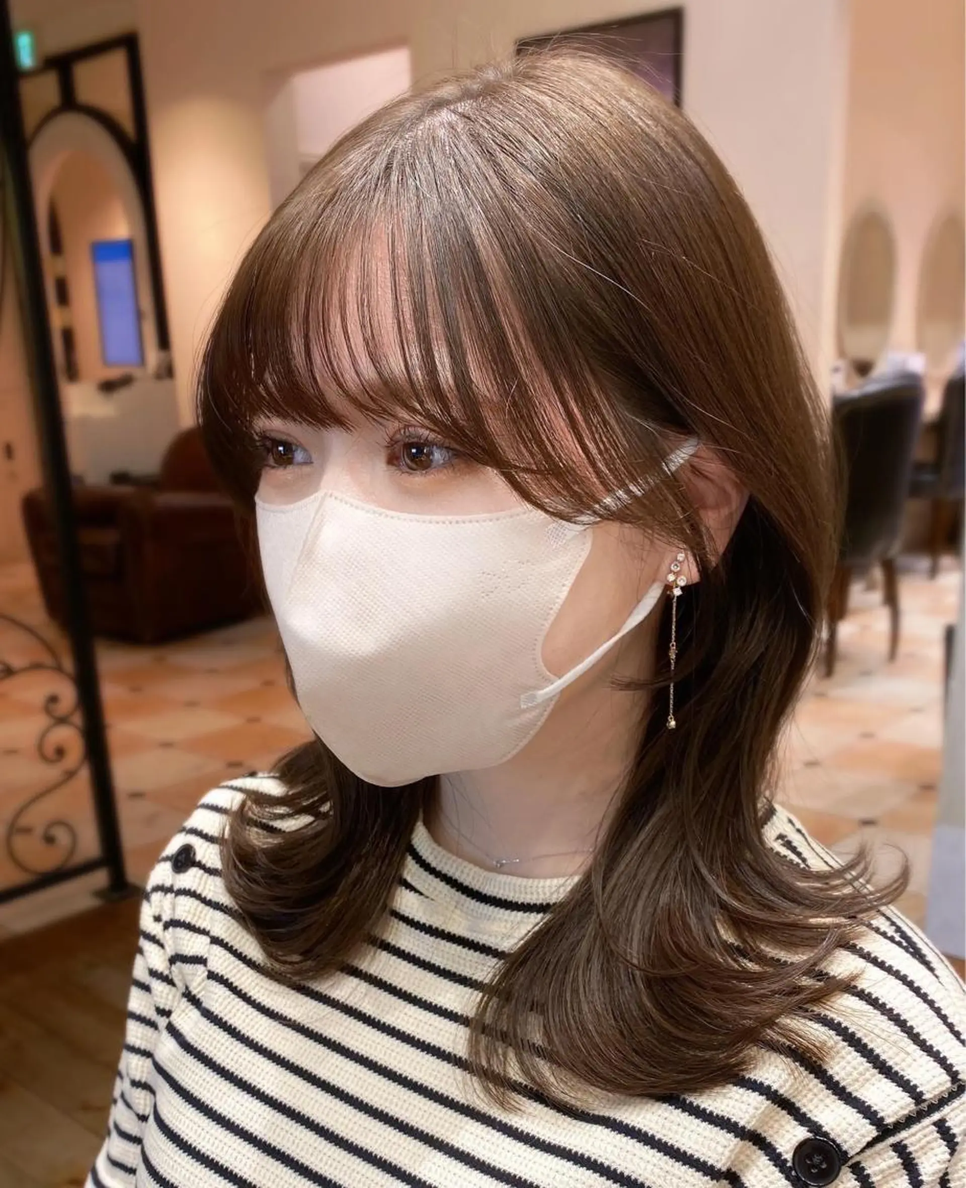 ミディアム カラー 顔まわりカット🌟 くびれヘア/寺門遥輝のヘアスタイル