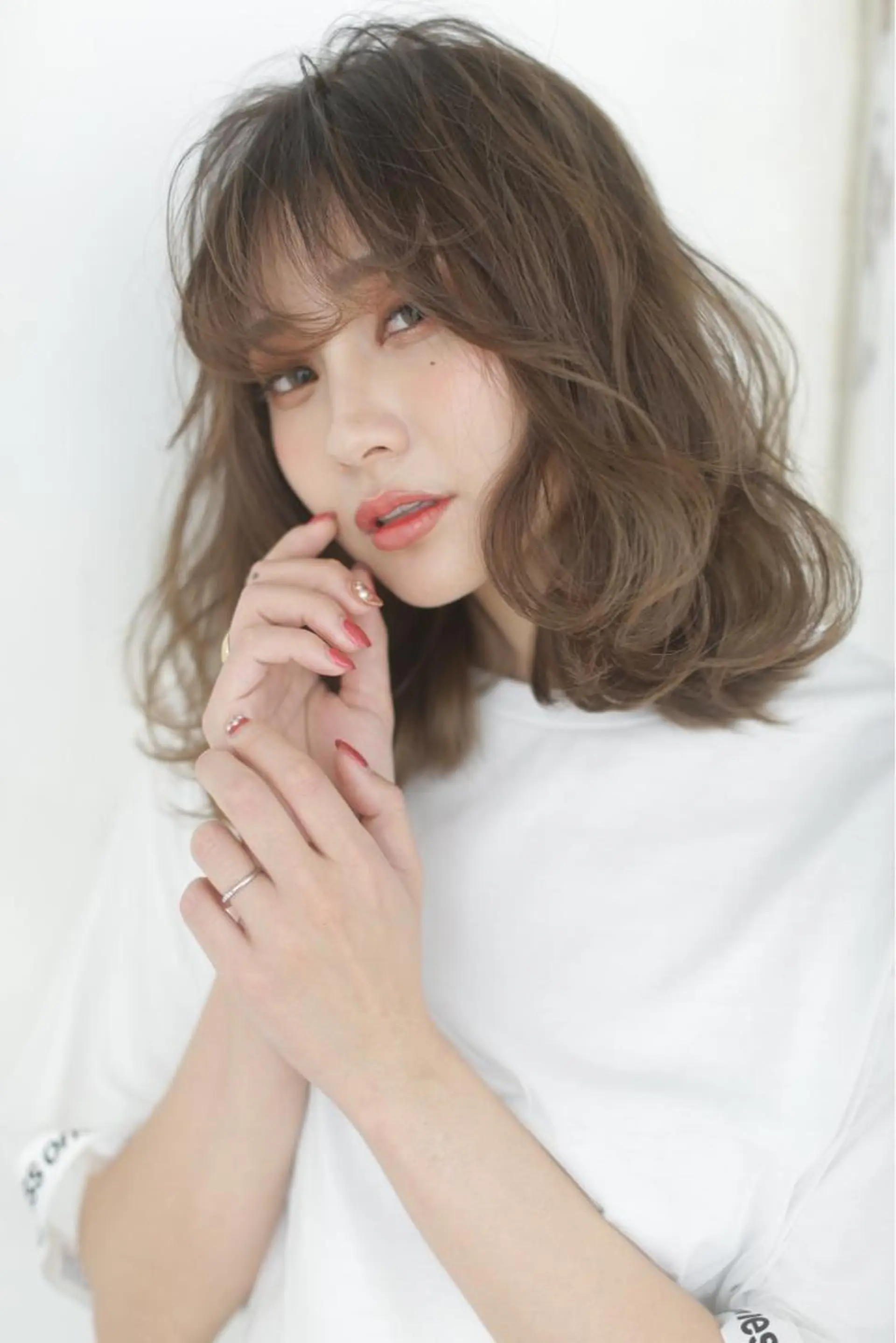 セミロング カラー パーマ アッシュ Lee 甲子園のヘアスタイル