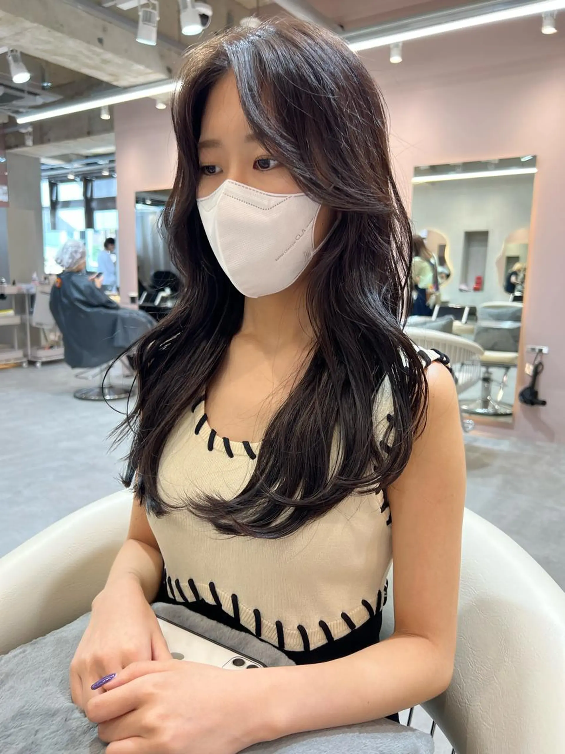ロング カラー ヘアアレンジ アッシュ 黒髪 ブリーチ ブルーカラー ブルーブラック 🔶似合わせセンター パート/ヤス🔶のヘアスタイル